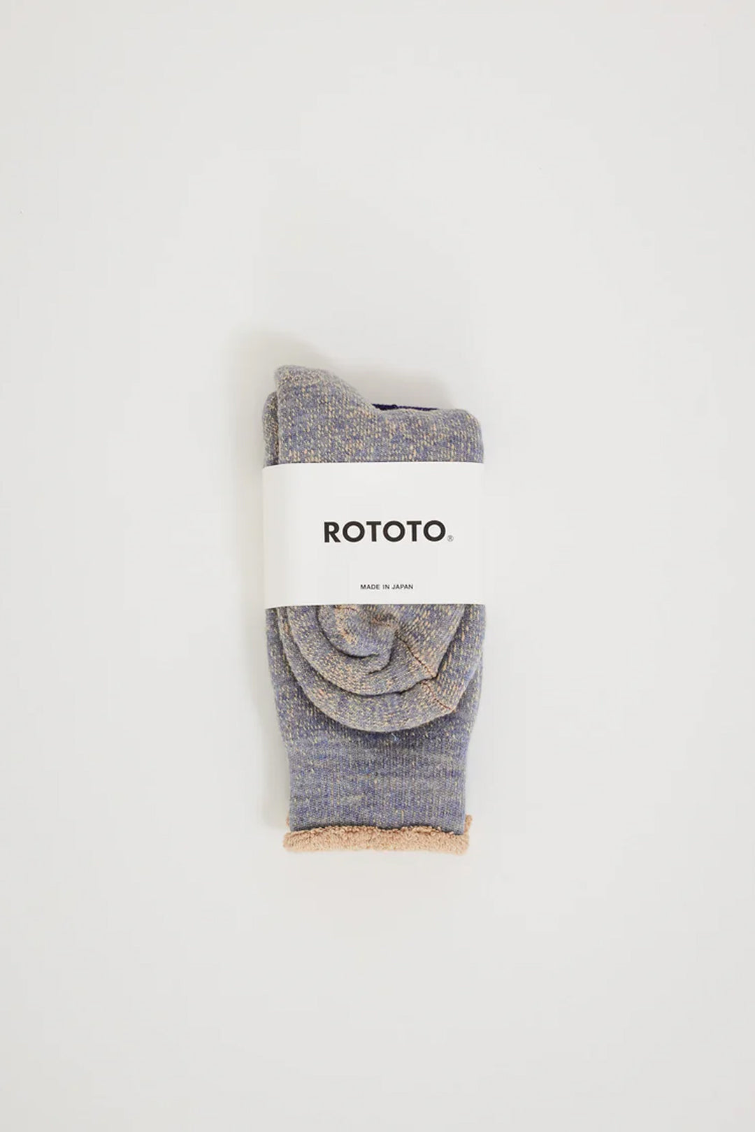 Rototo | Double Face Crew Socks Blue/Brown | Maplestore