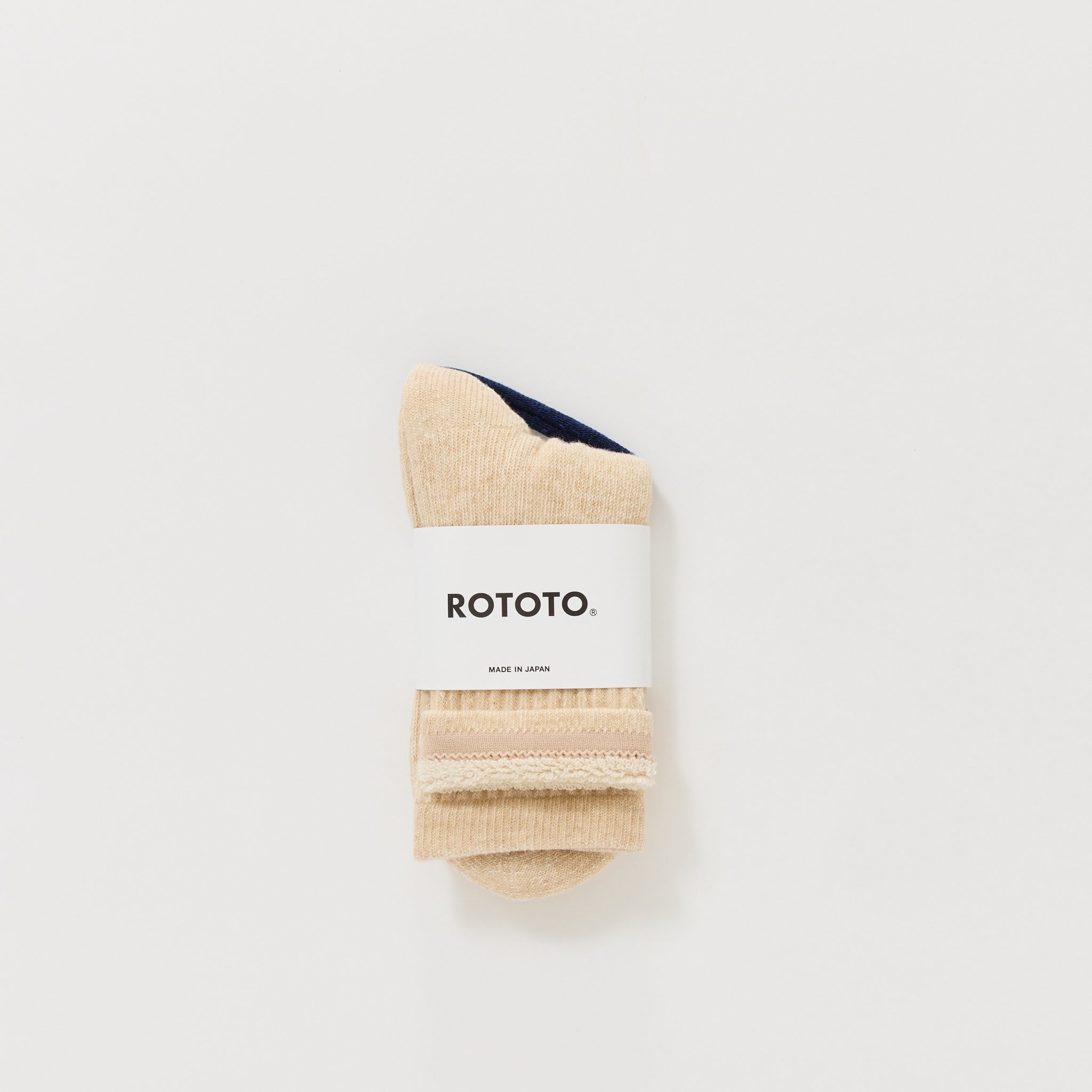 Rototo | Double Face Mini Crew Socks Beige | Maplestore