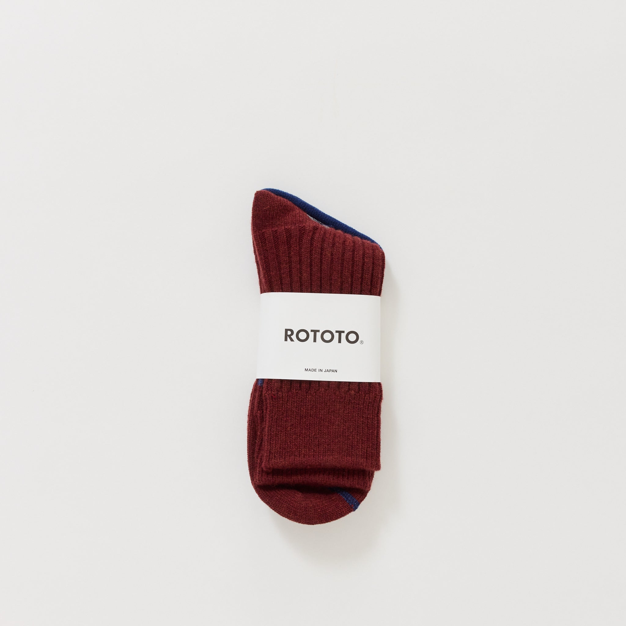 Merino Lambs Wool Stripe Socks Maroon/Navy Blue