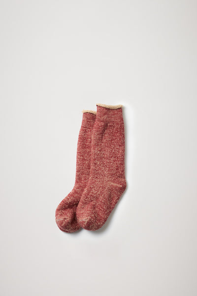 Rototo | Double Face Crew Socks Dark Red/Brown | Maplestore