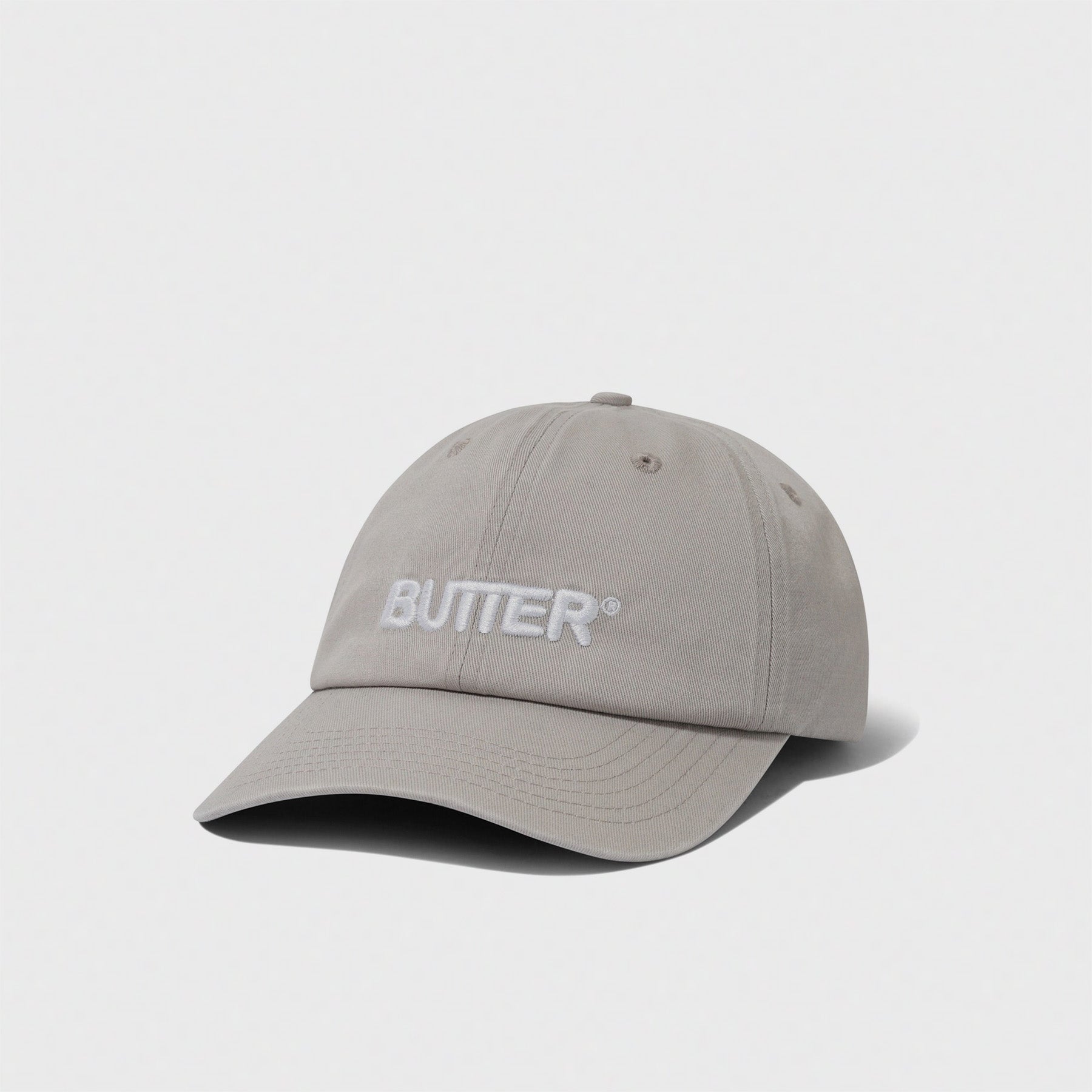 Rounded Logo 6 Panel Cap Washed Light Grey