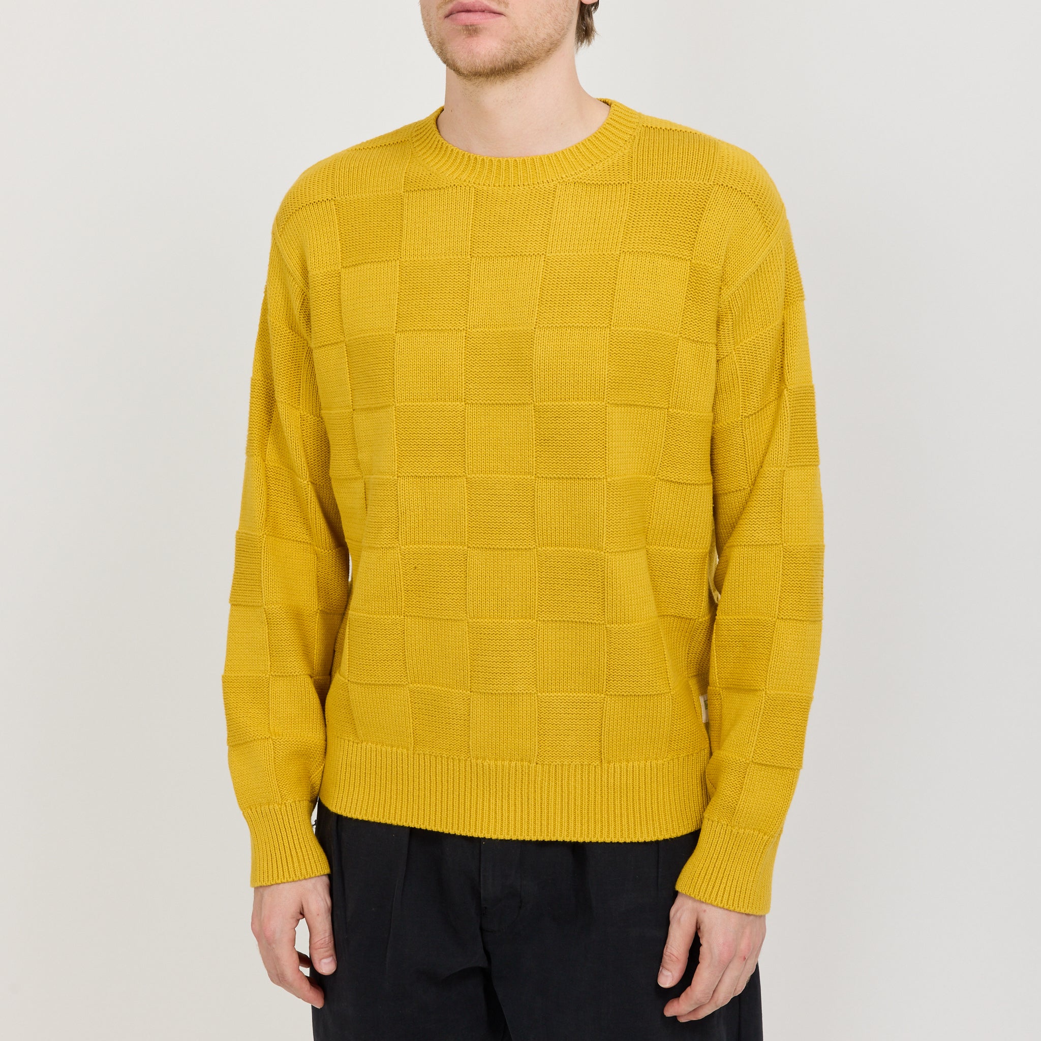 Service Works | Check Knit Crewneck Ochre | Maplestore