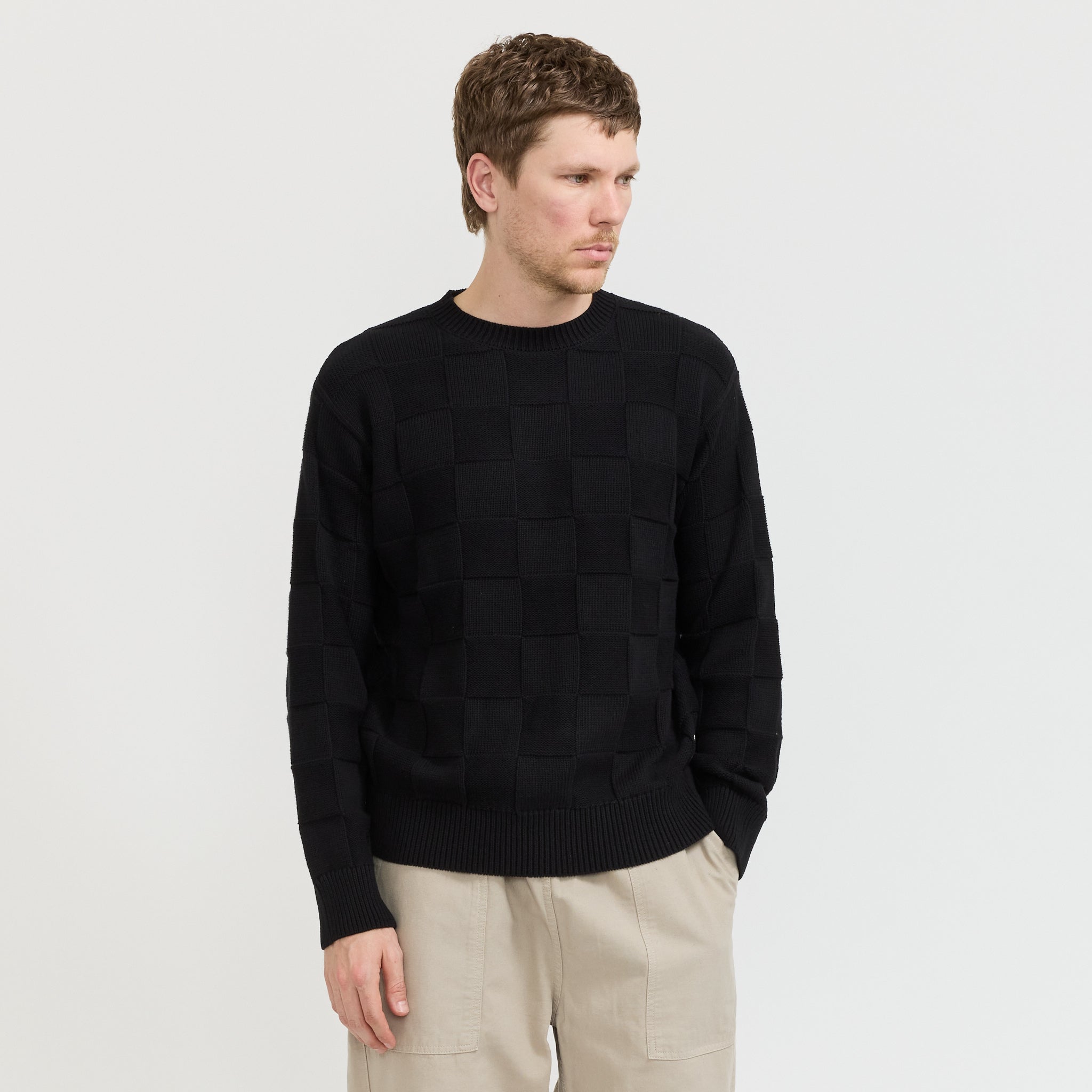 Service Works | Check Knit Crewneck Black | Maplestore