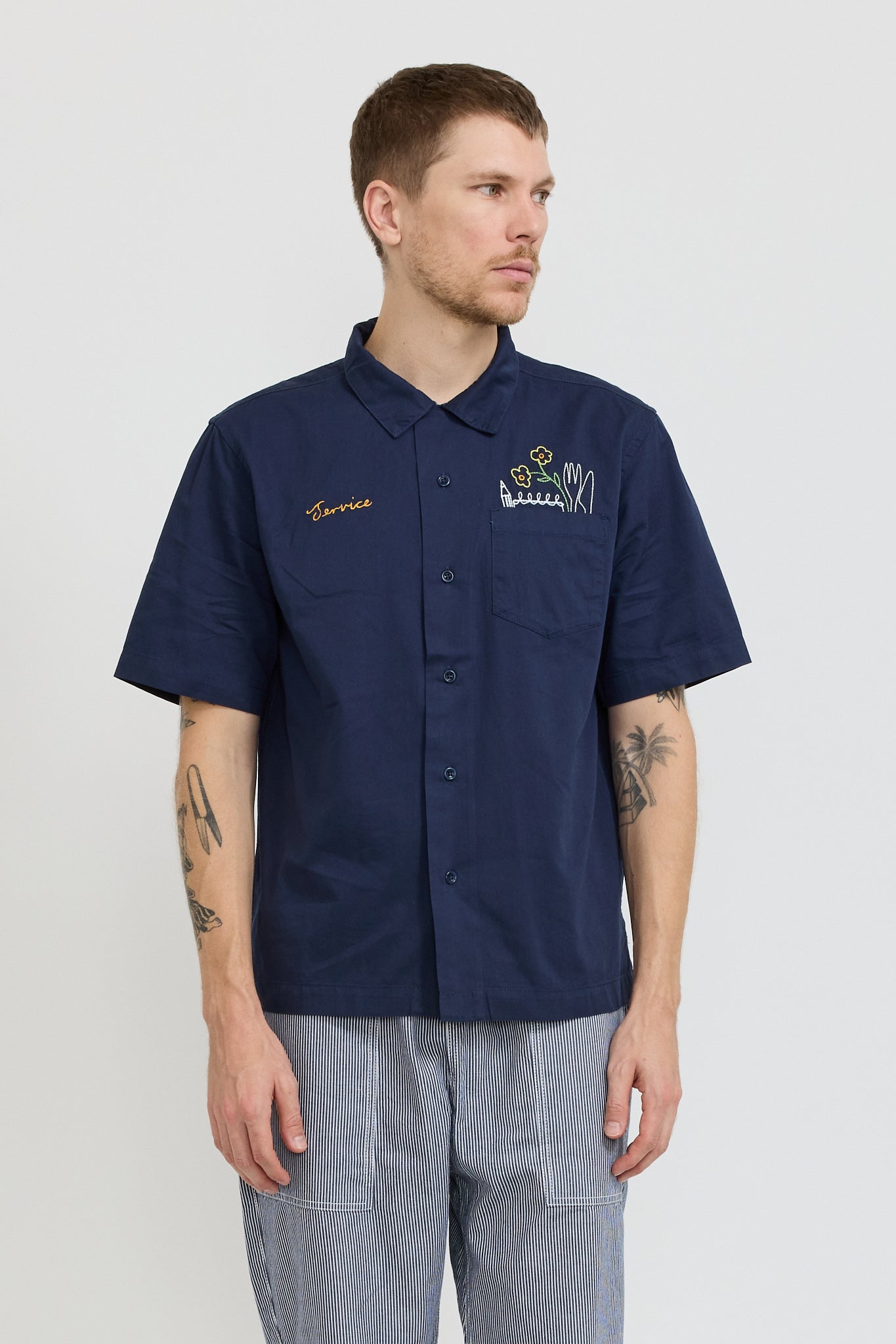 Service Works | Light Twill Necessities Short Sleeve Shirt Navy | Maplestore
