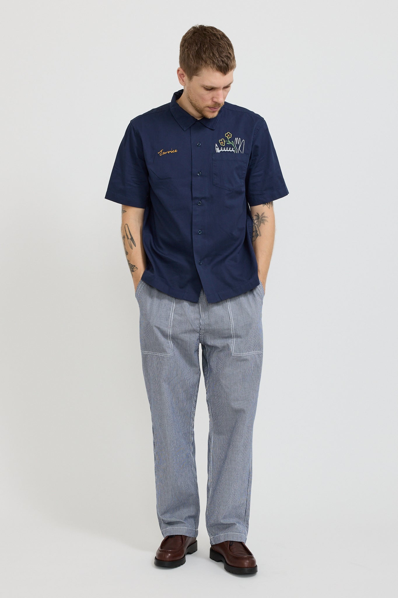 Service Works | Light Twill Necessities Short Sleeve Shirt Navy | Maplestore
