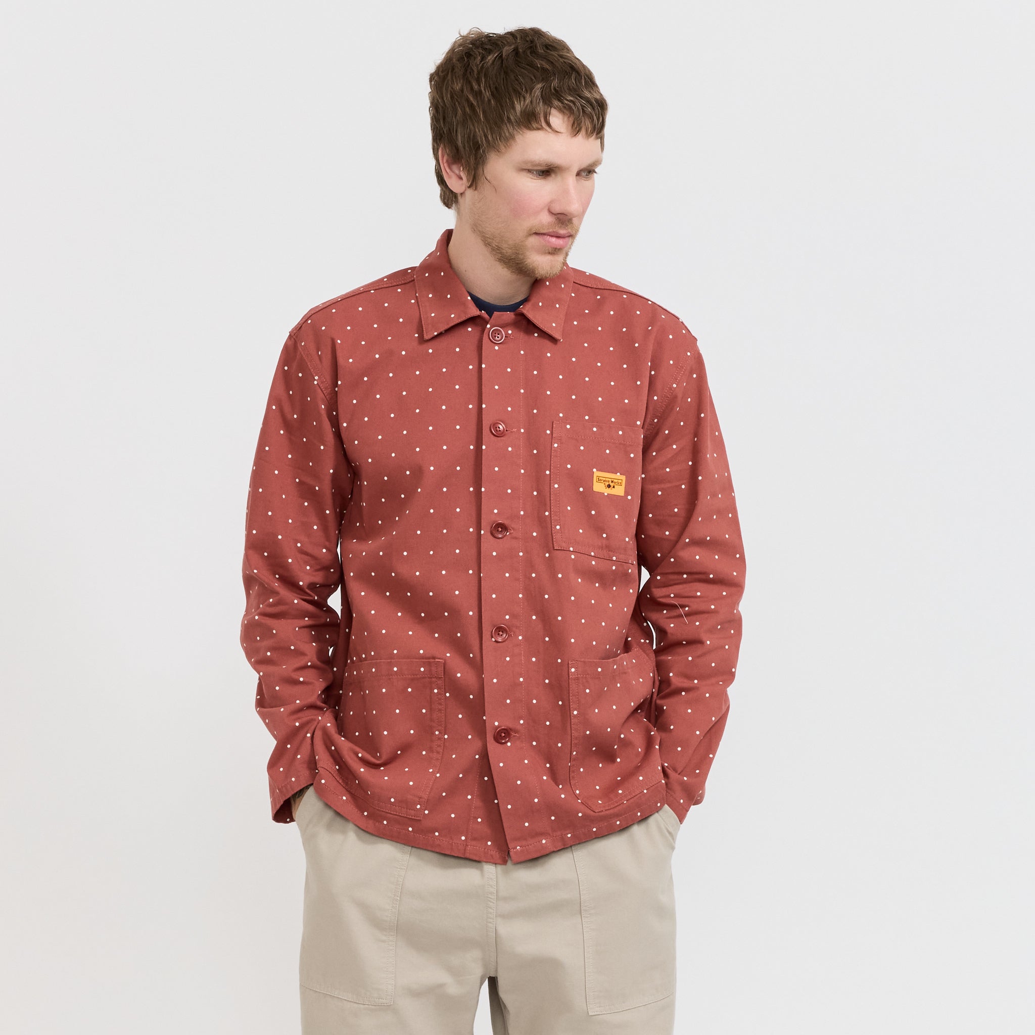Polka Dot Chore Shirt Clay