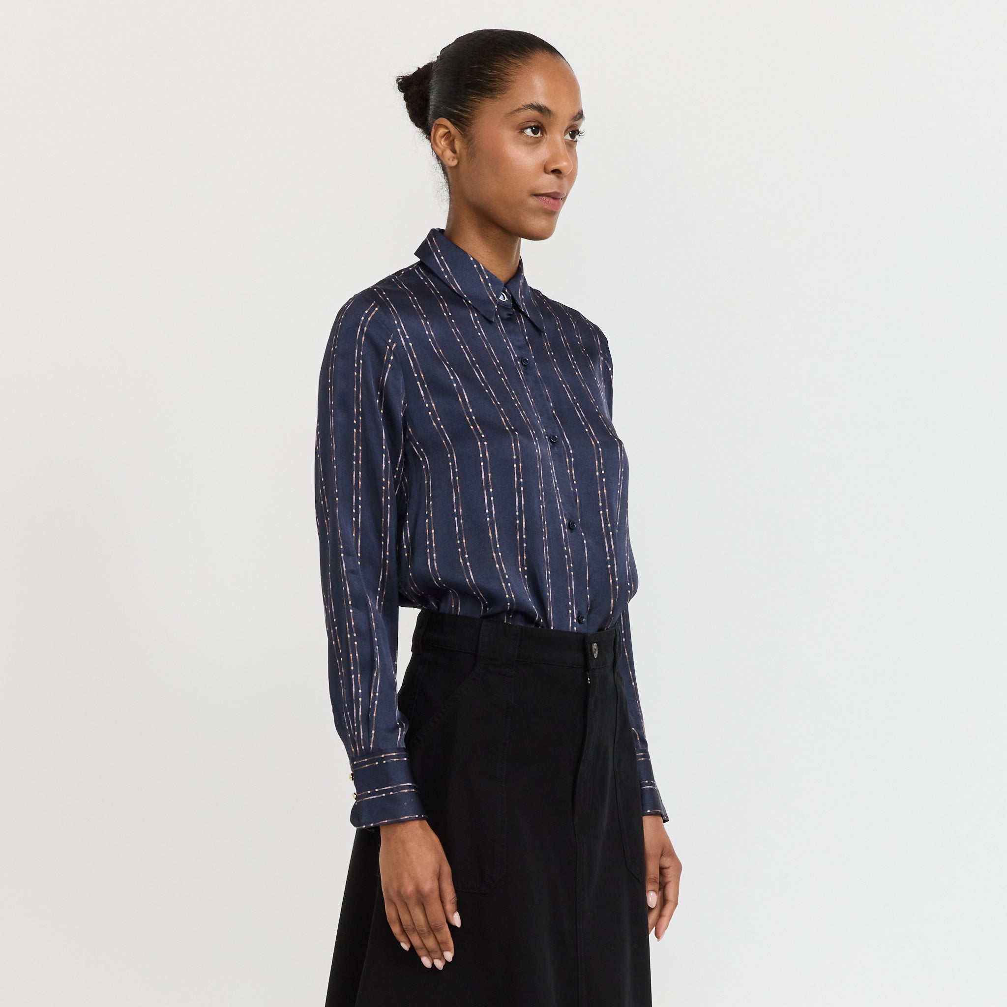 Sessun | Britjet Printed Shirt Navy/Plum Ikat | Maplestore