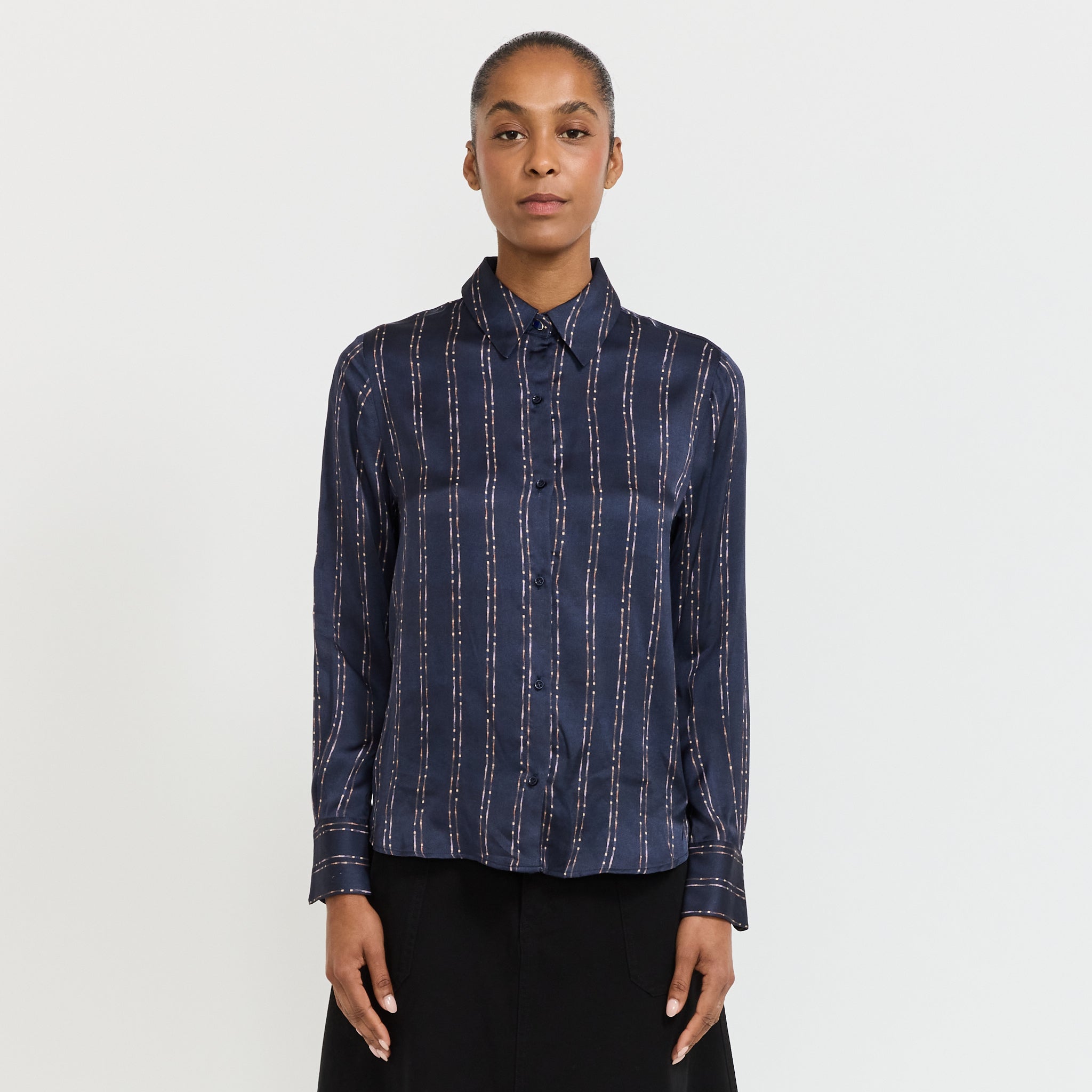 Sessun | Britjet Printed Shirt Navy/Plum Ikat | Maplestore