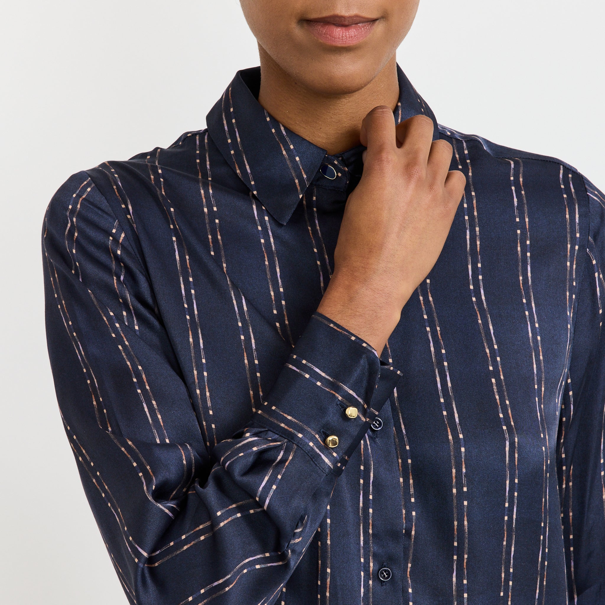 Sessun | Britjet Printed Shirt Navy/Plum Ikat | Maplestore