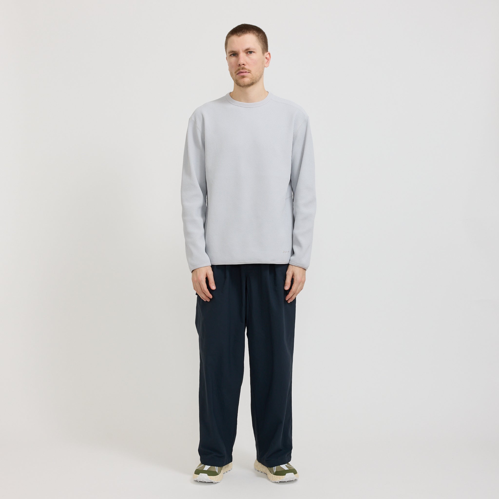 Dry Waffle Long Sleeve T-Shirt Light Grey
