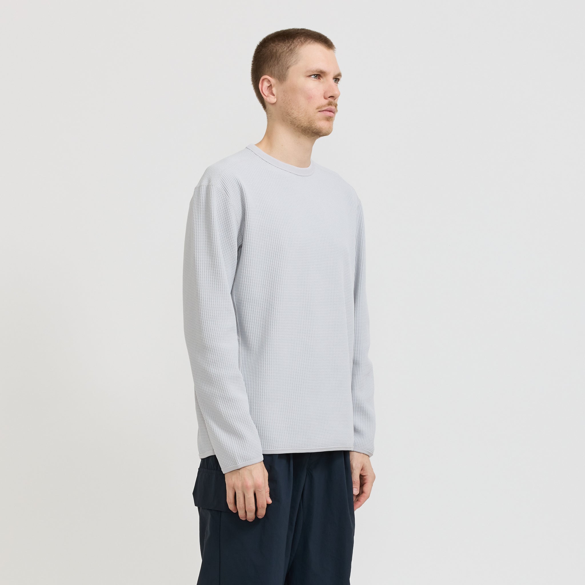 Dry Waffle Long Sleeve T-Shirt Light Grey