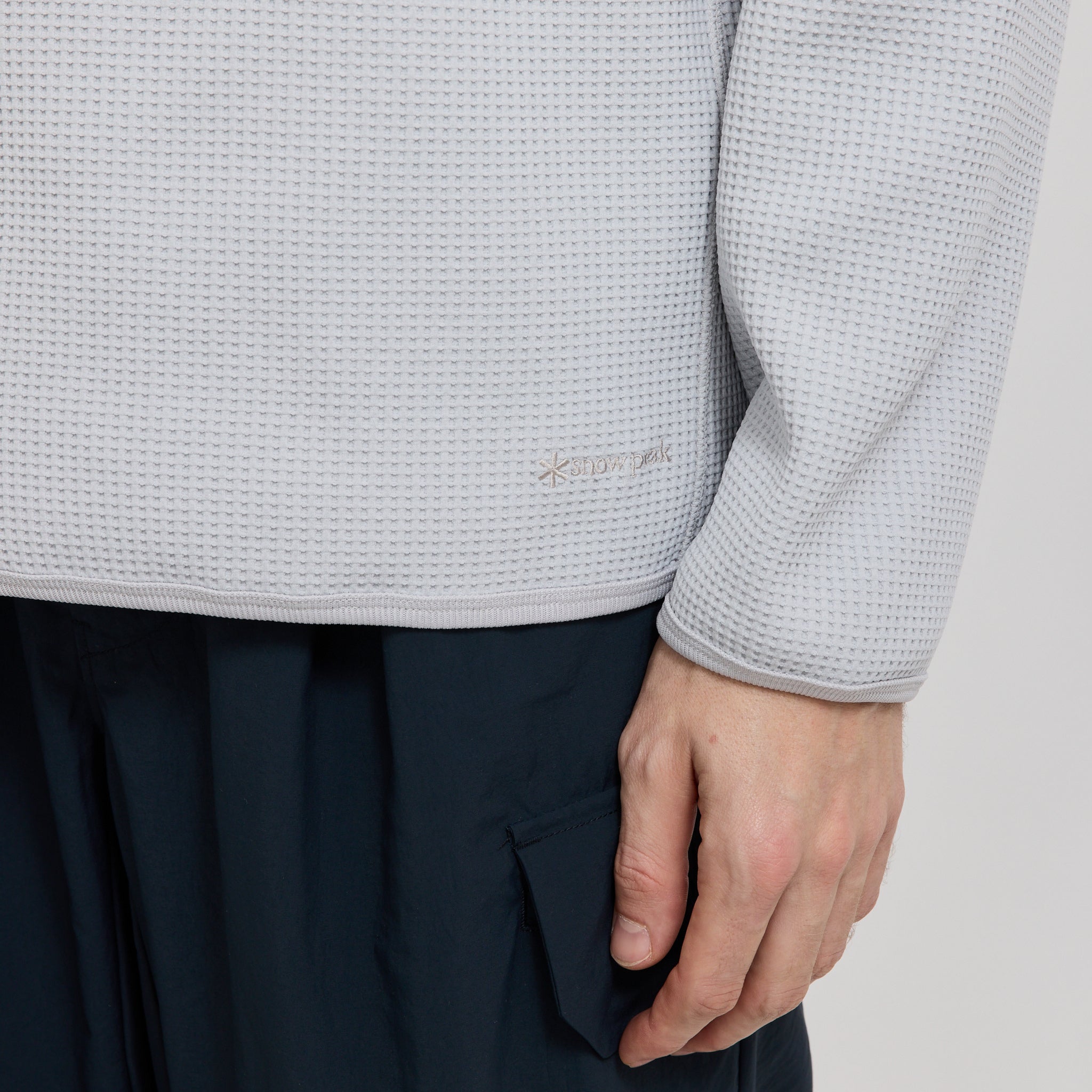 Dry Waffle Long Sleeve T-Shirt Light Grey