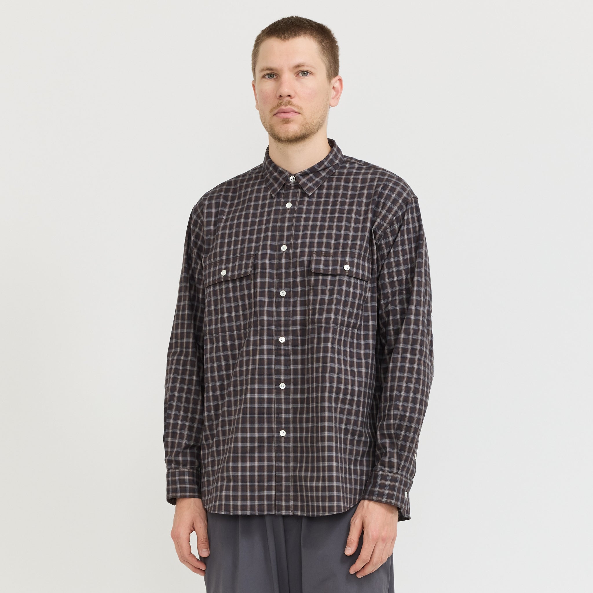 Organic Cotton Ombre Check Shirt Brown