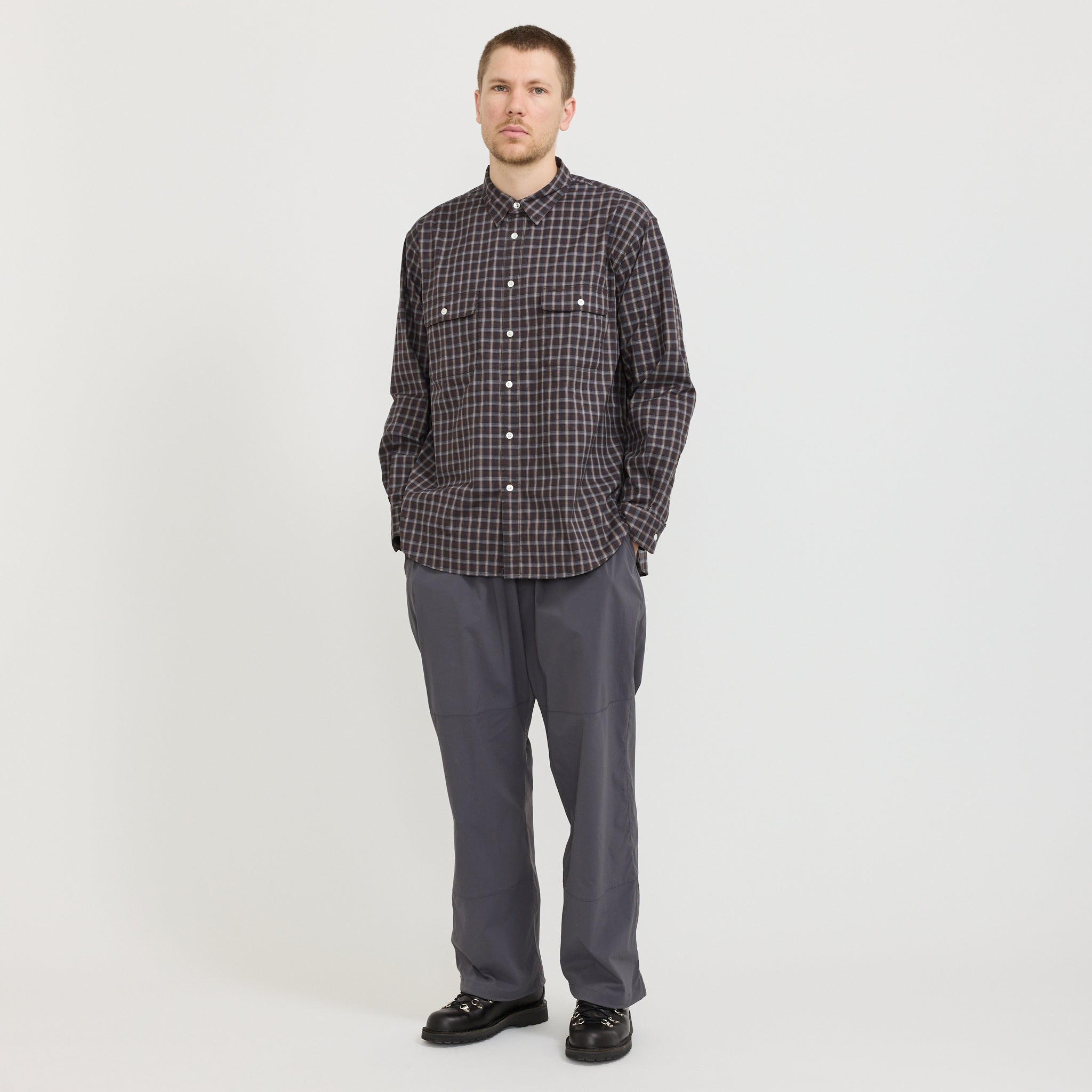 Organic Cotton Ombre Check Shirt Brown