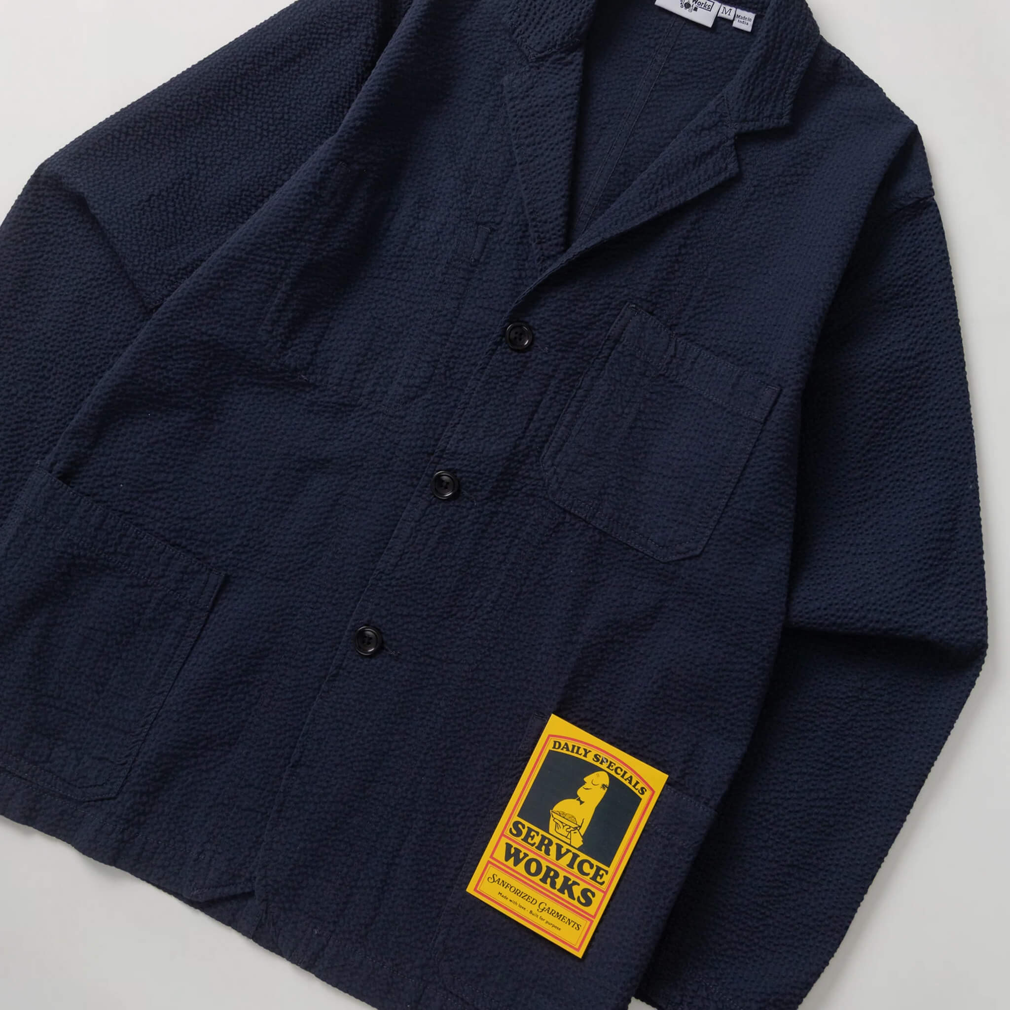 Service Works | Seersucker Server Suit Jacket Dark Navy | Maplestore