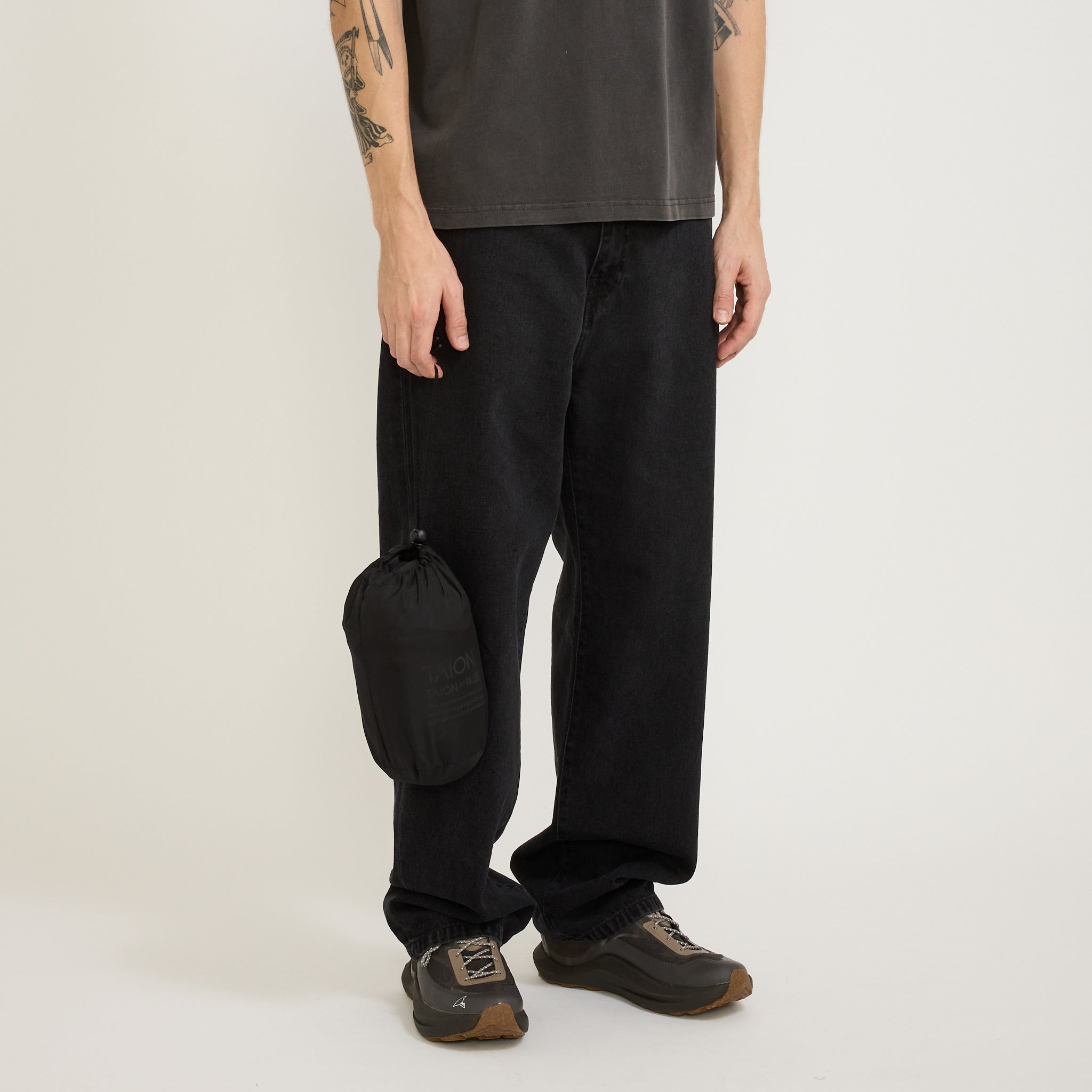 Military Zip V Neck Down Vest Black