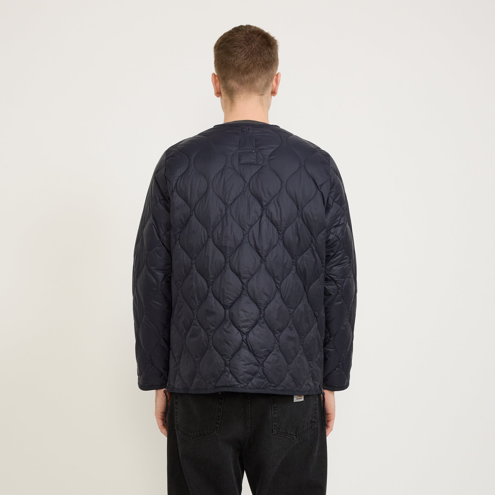 Taion | Military Zip V Neck Soft Shell Down Jacket Dark Navy | Maplestore