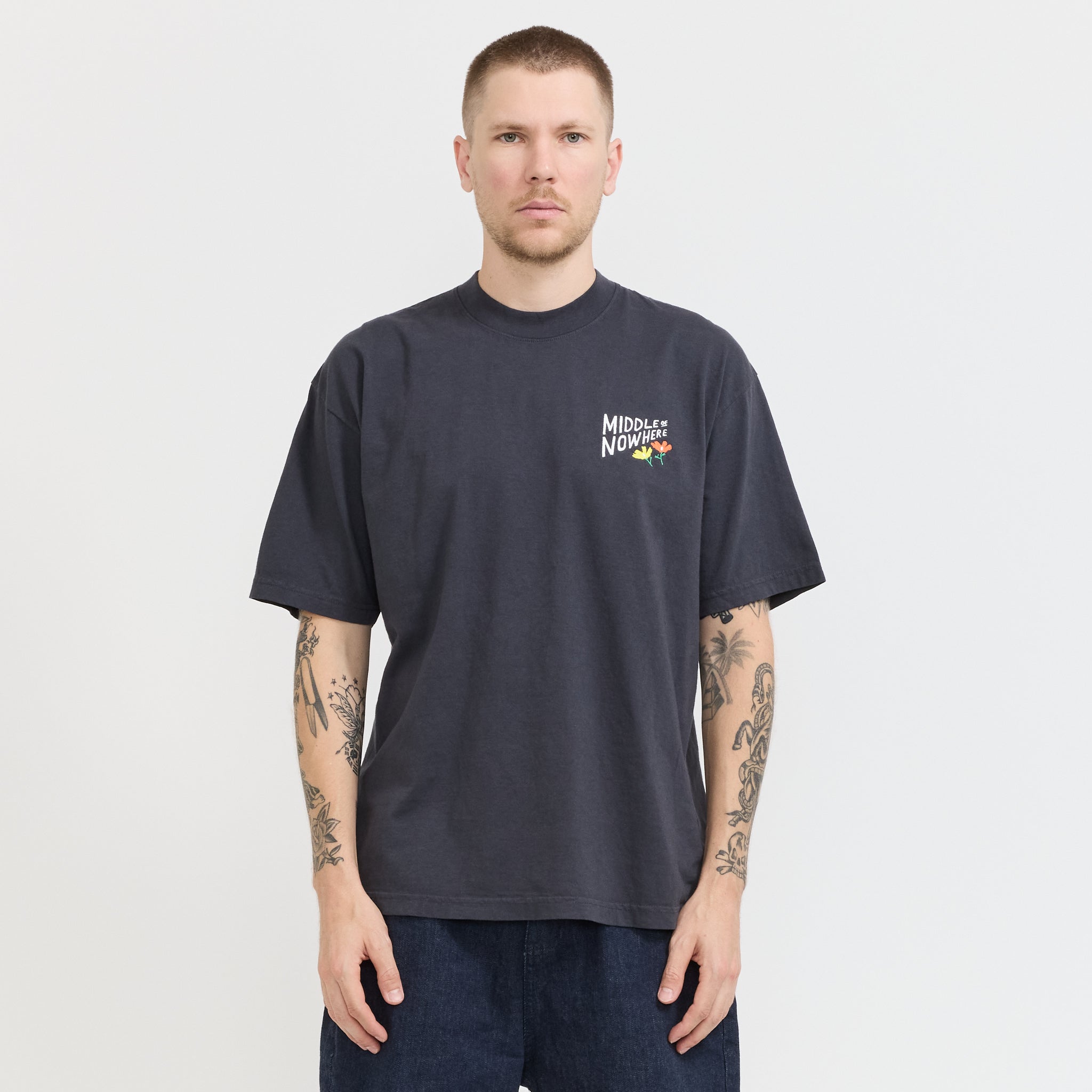 Lonely Palm x Middle Of Nowhere Embroidered Tee Dolphin Blue