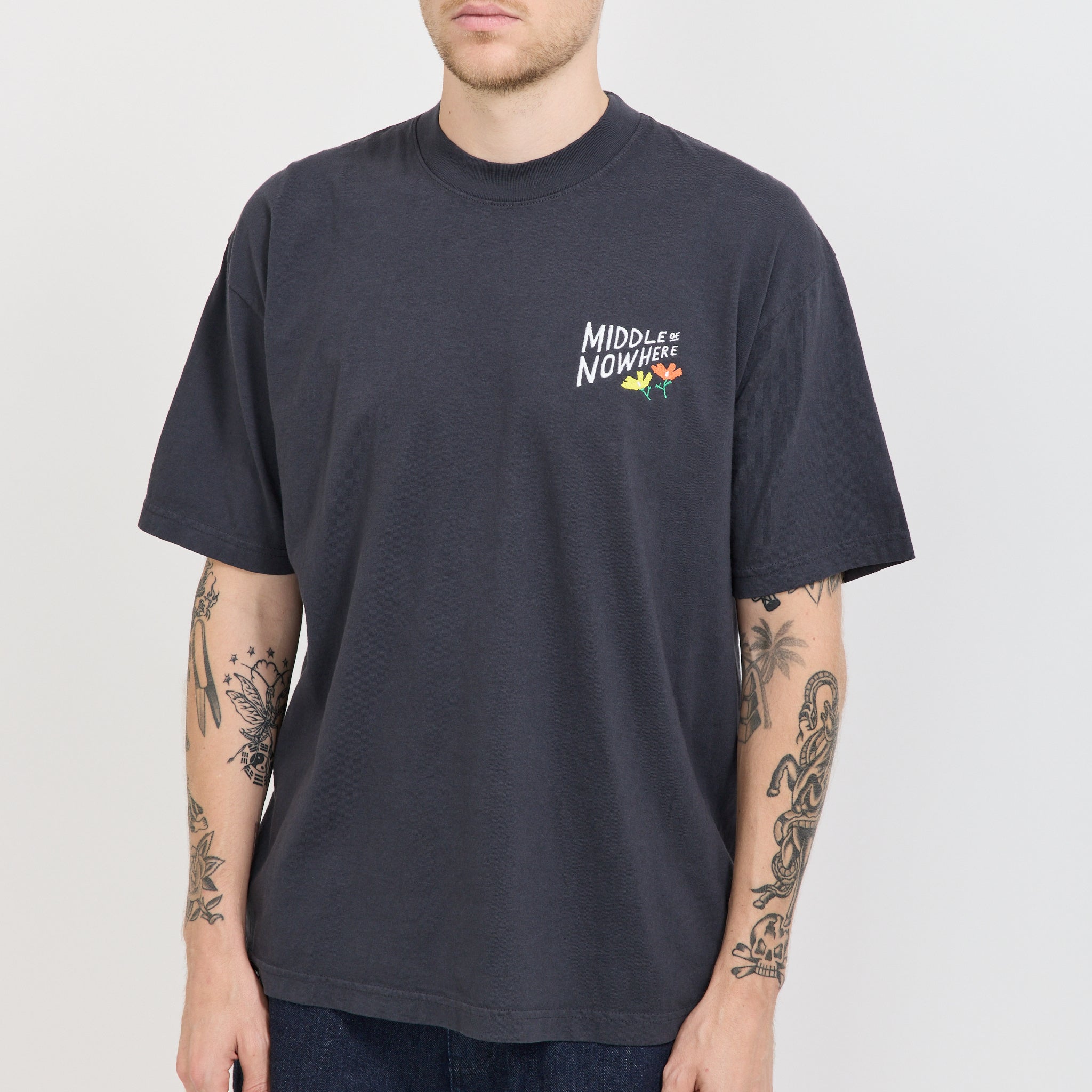 Lonely Palm x Middle Of Nowhere Embroidered Tee Dolphin Blue