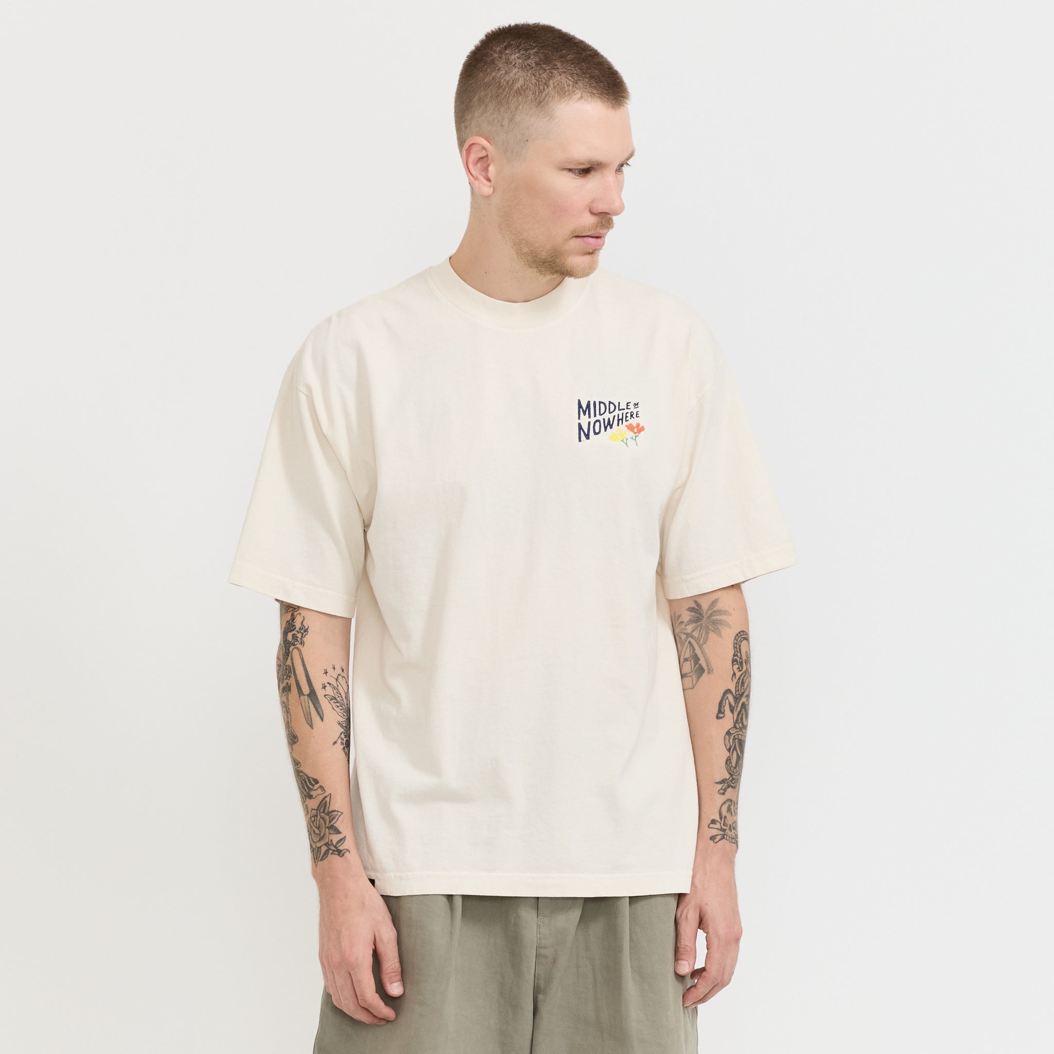 Lonely Palm x Middle Of Nowhere Embroidered Tee Cream
