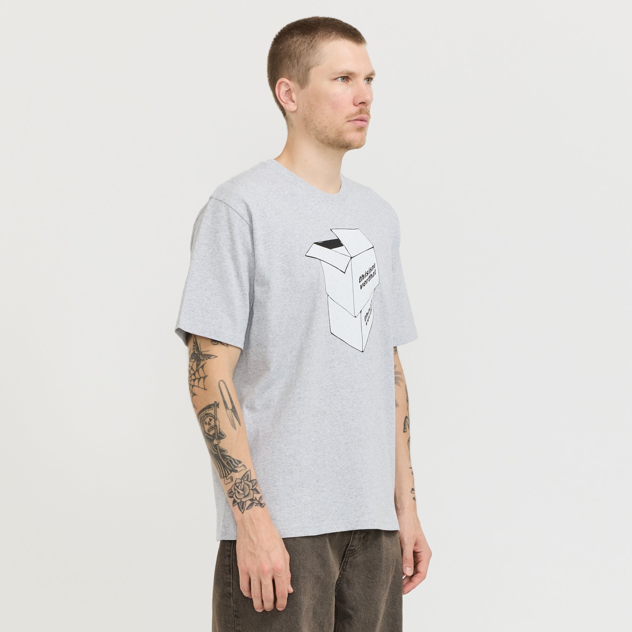 2 Parcels Tee Heather Grey
