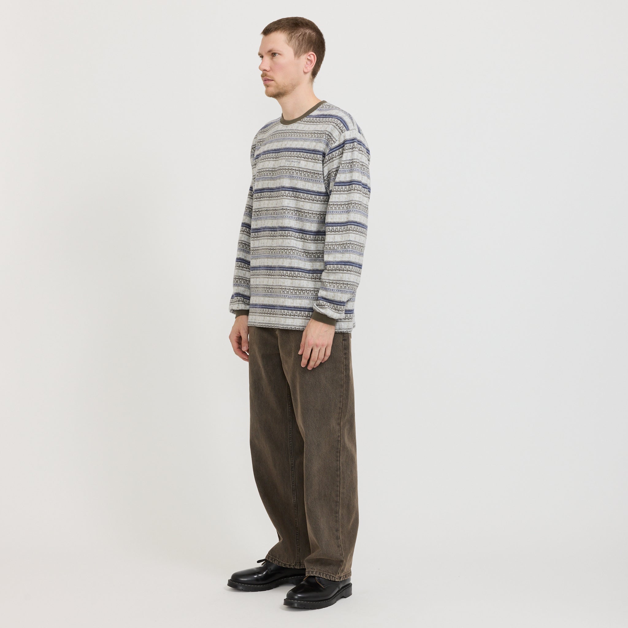 Pattern Striped L/S Tee Ivory