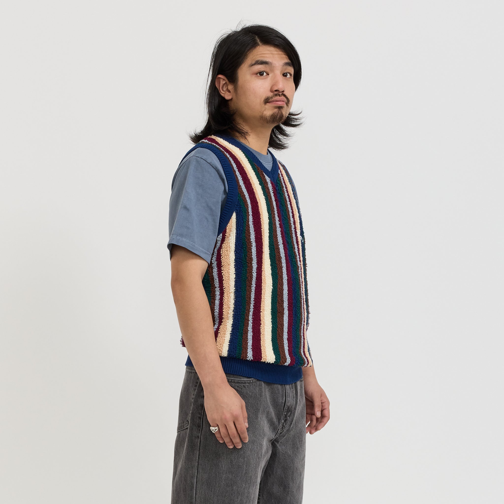 thisisneverthat | Striped Knit Vest Navy | Maplestore