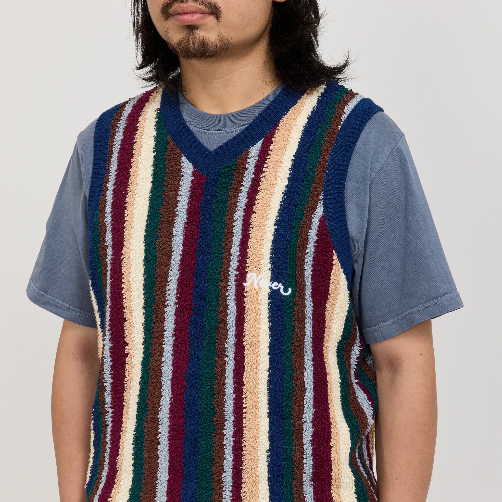thisisneverthat | Striped Knit Vest Navy | Maplestore