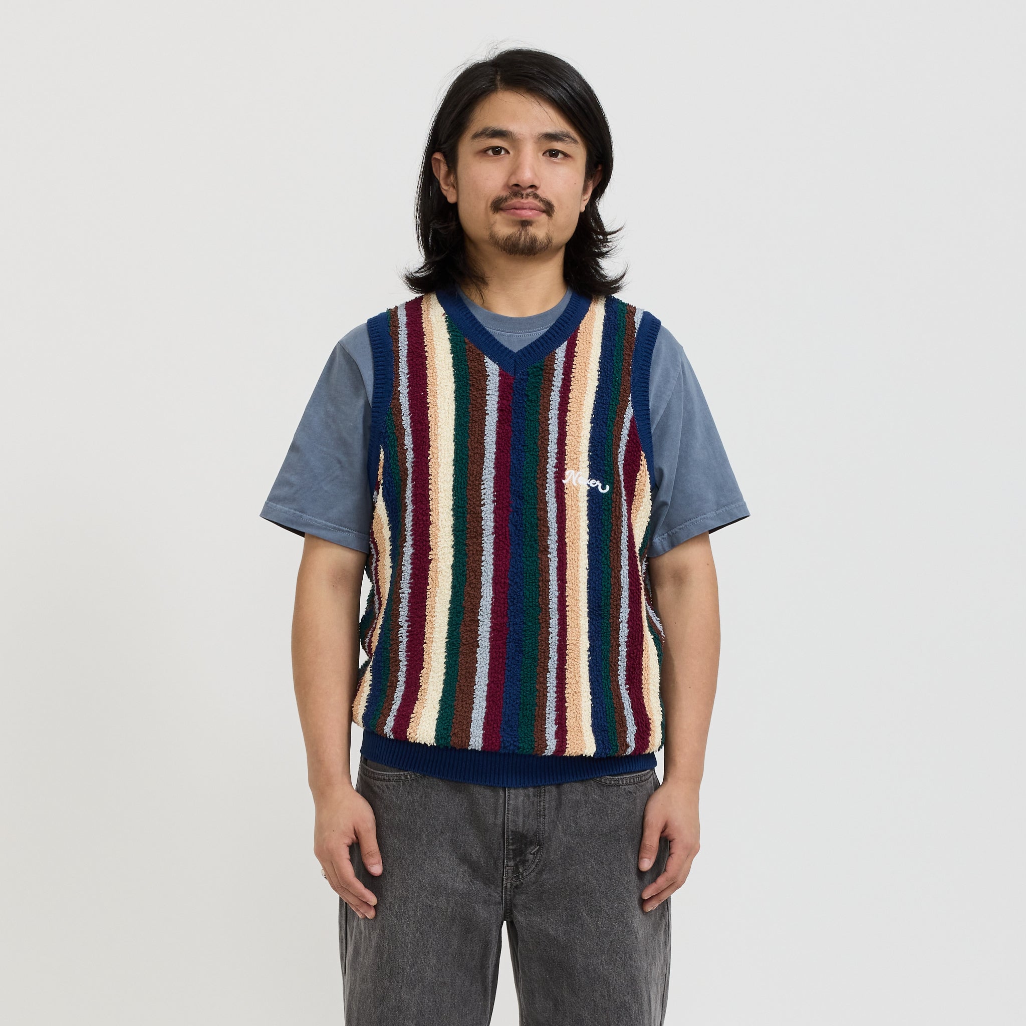 thisisneverthat | Striped Knit Vest Navy | Maplestore