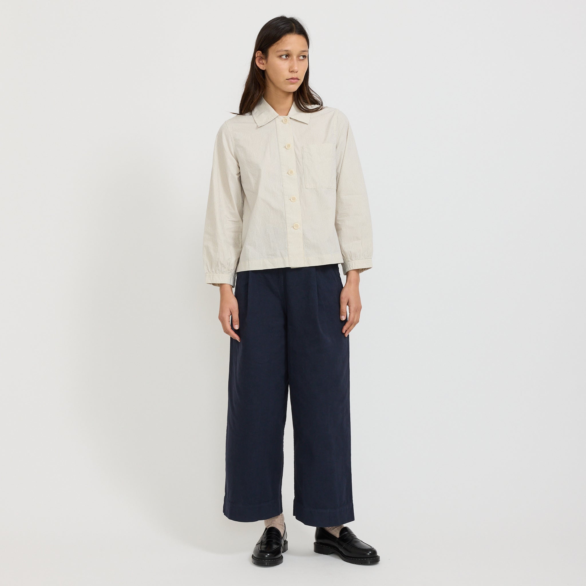 Baya Patch Pocket Stripe Organic Cotton Shirt Sunwashed Blue