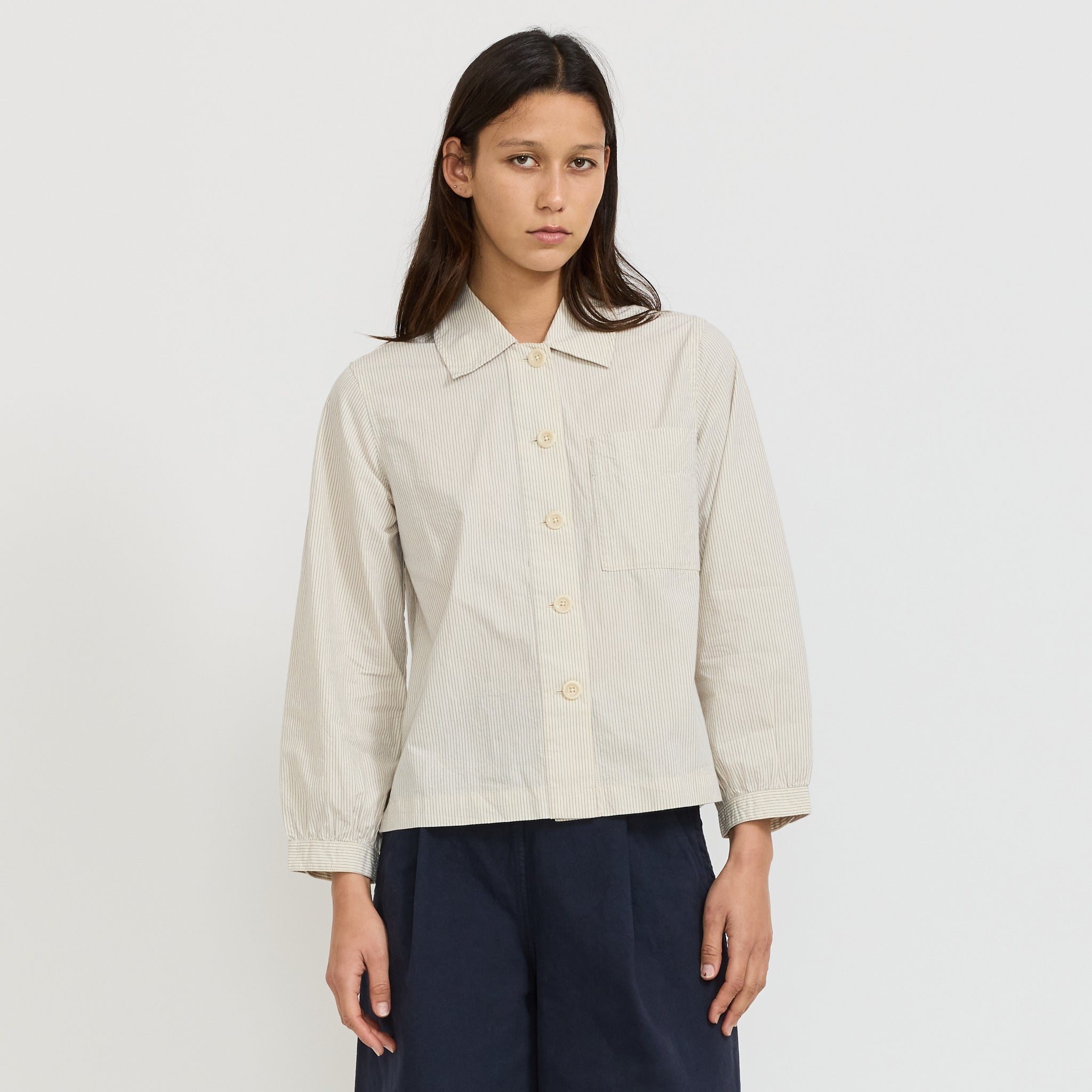 Baya Patch Pocket Stripe Organic Cotton Shirt Sunwashed Blue