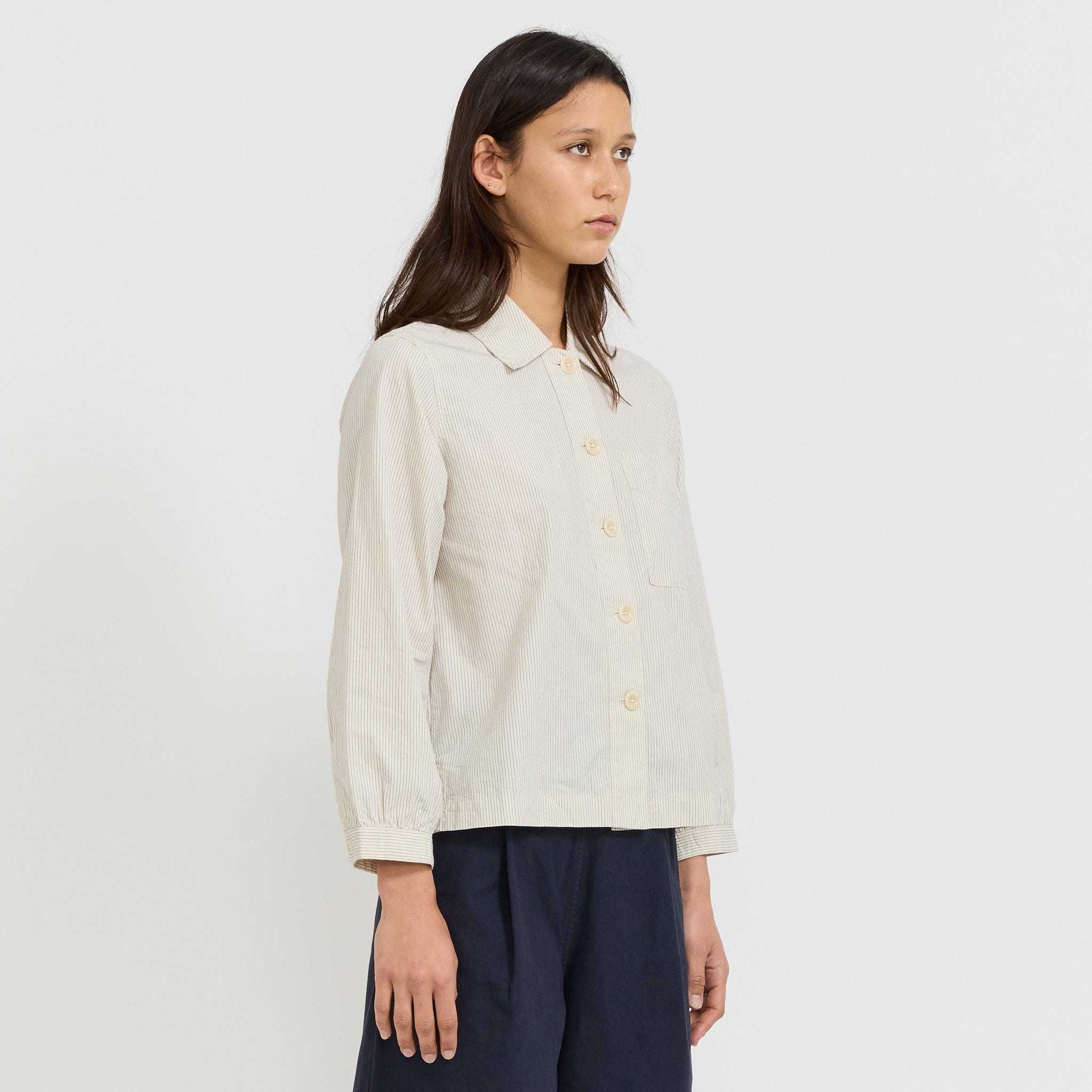 Baya Patch Pocket Stripe Organic Cotton Shirt Sunwashed Blue
