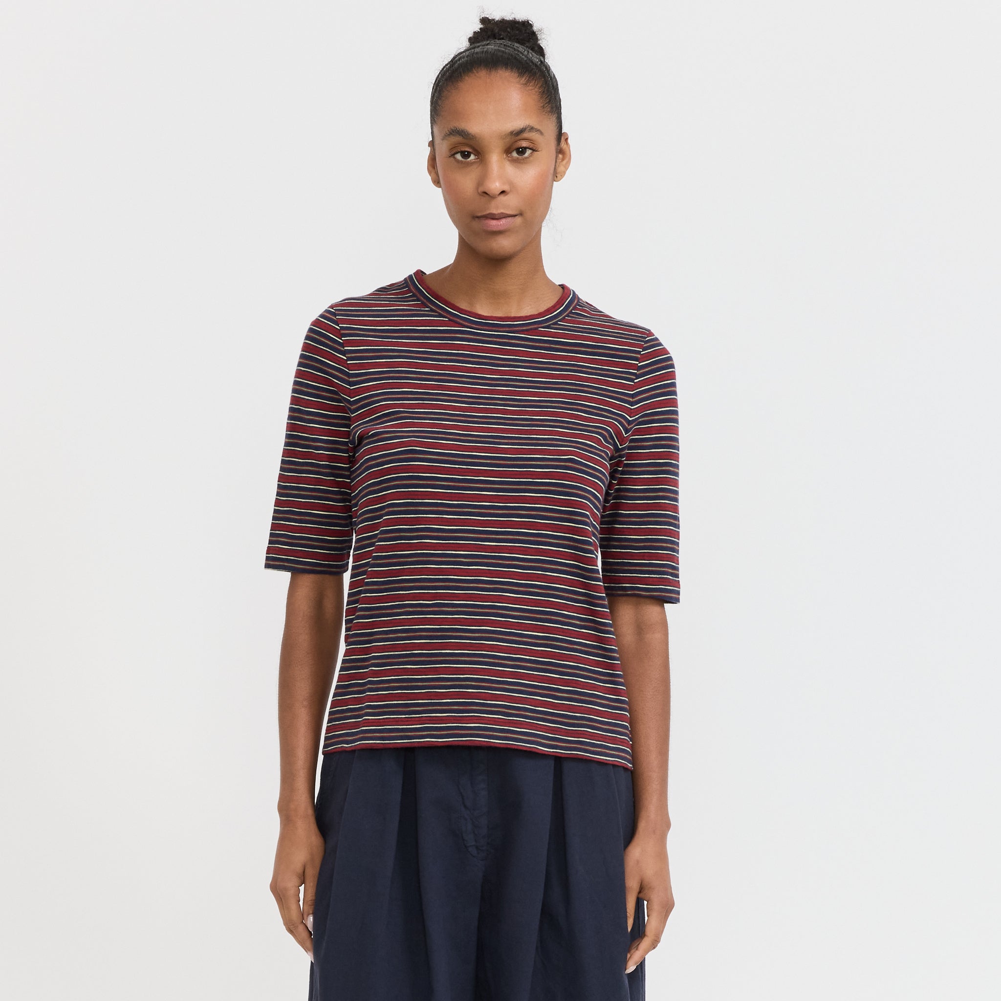 Toast | Cleo Stripe Cotton Tee Provencal Blue/Multi | Maplestore
