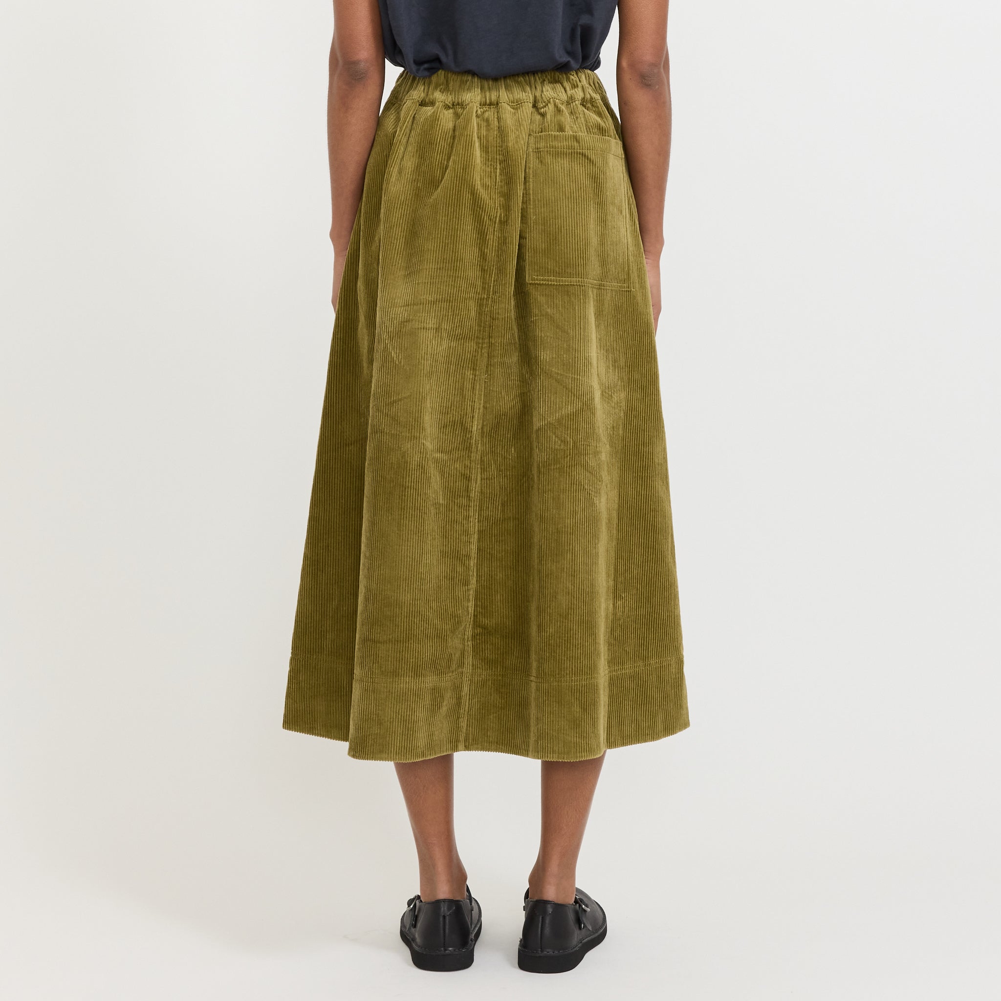 Cord A-Line Skirt Antique Olive