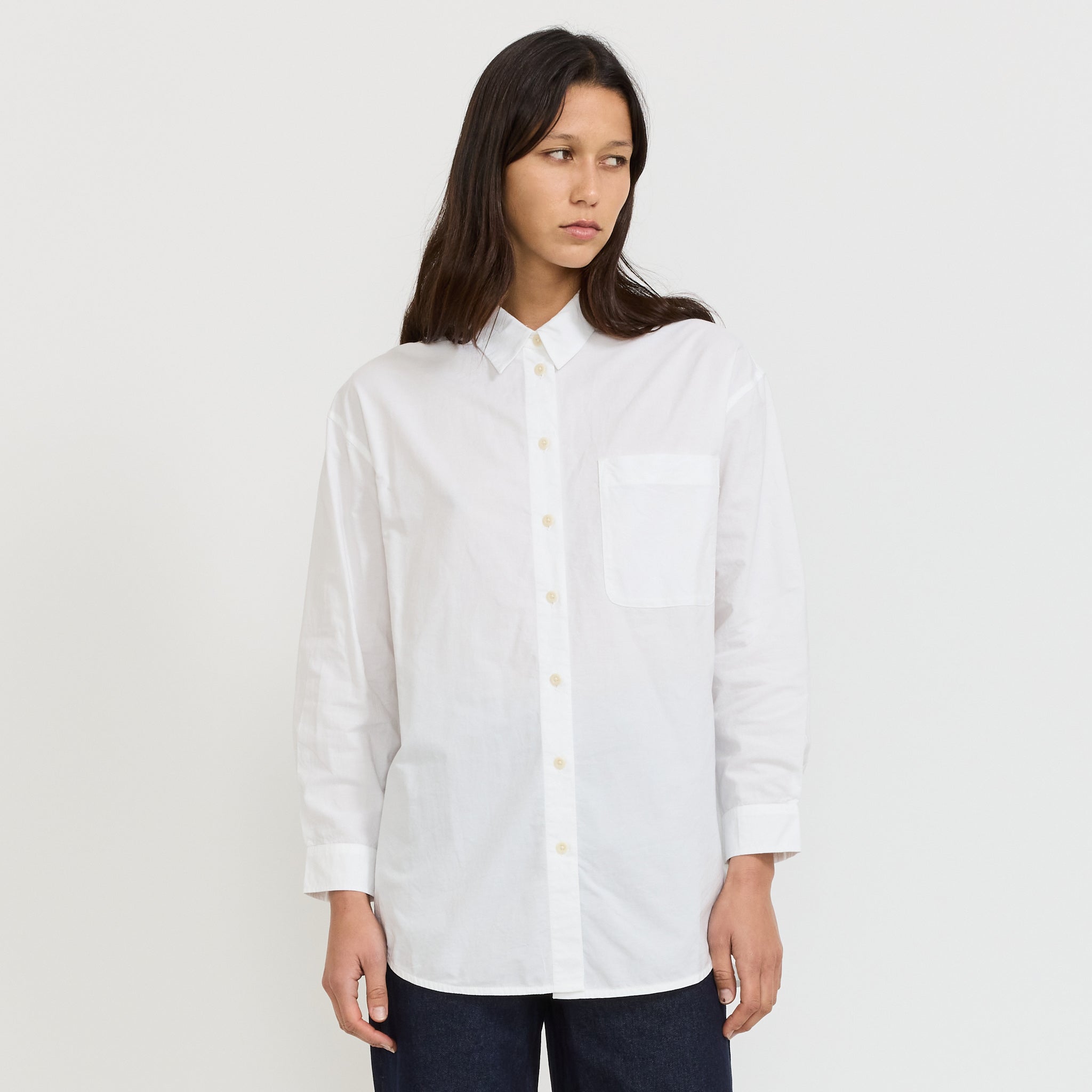 Cotton Oxford Oversized Long Shirt White