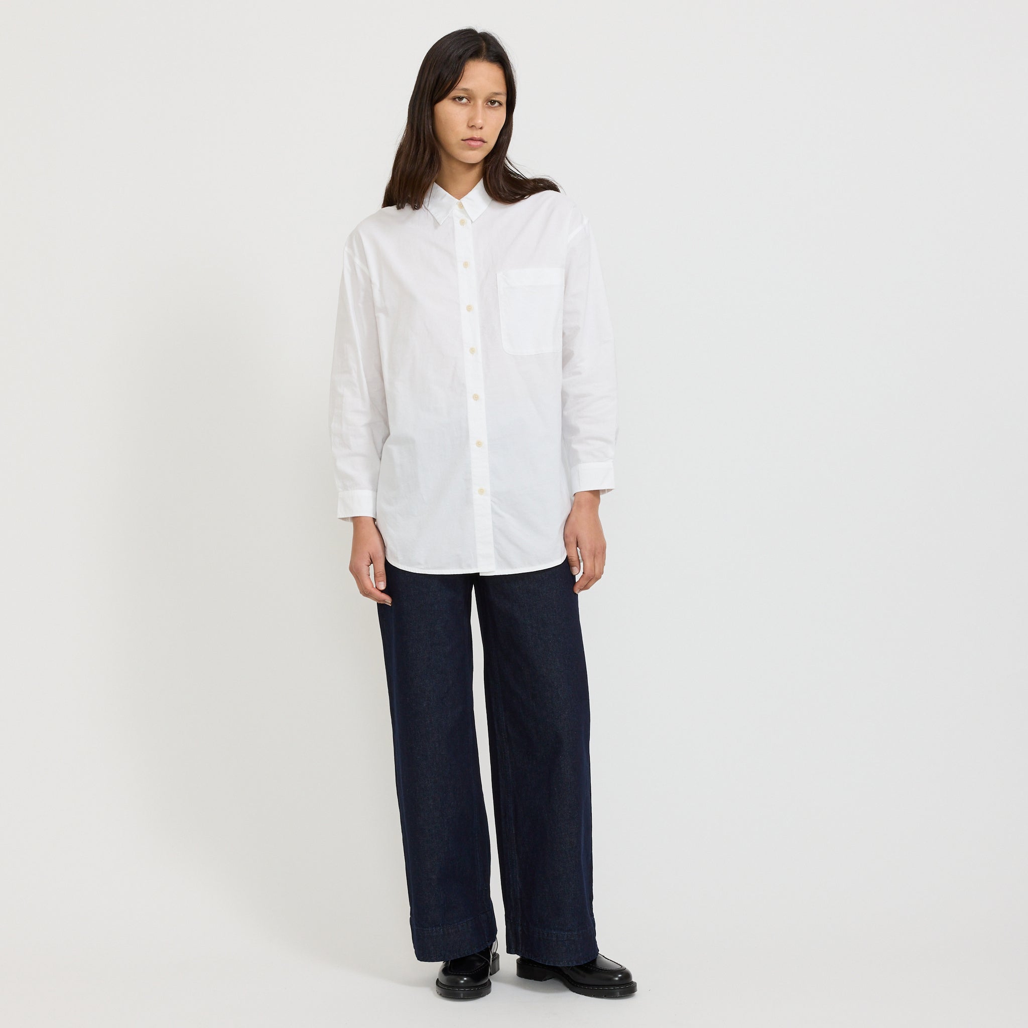 Cotton Oxford Oversized Long Shirt White
