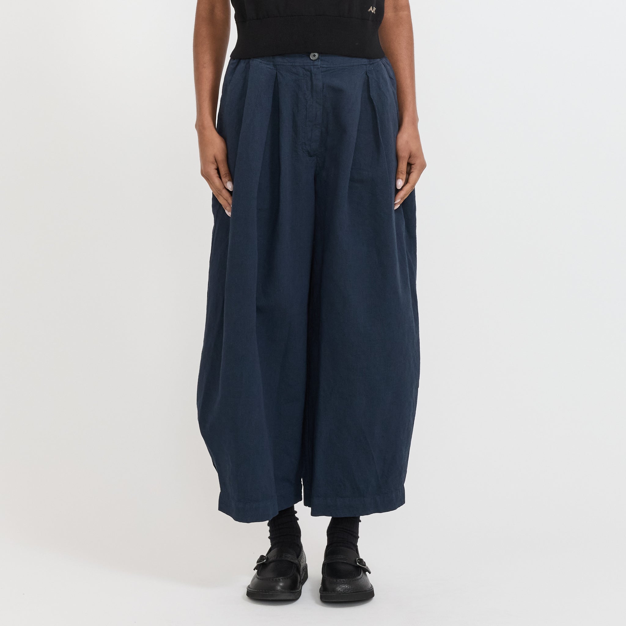 Toast | Micro Houndstooth Wide Leg Trousers Steel Blue | Maplestore