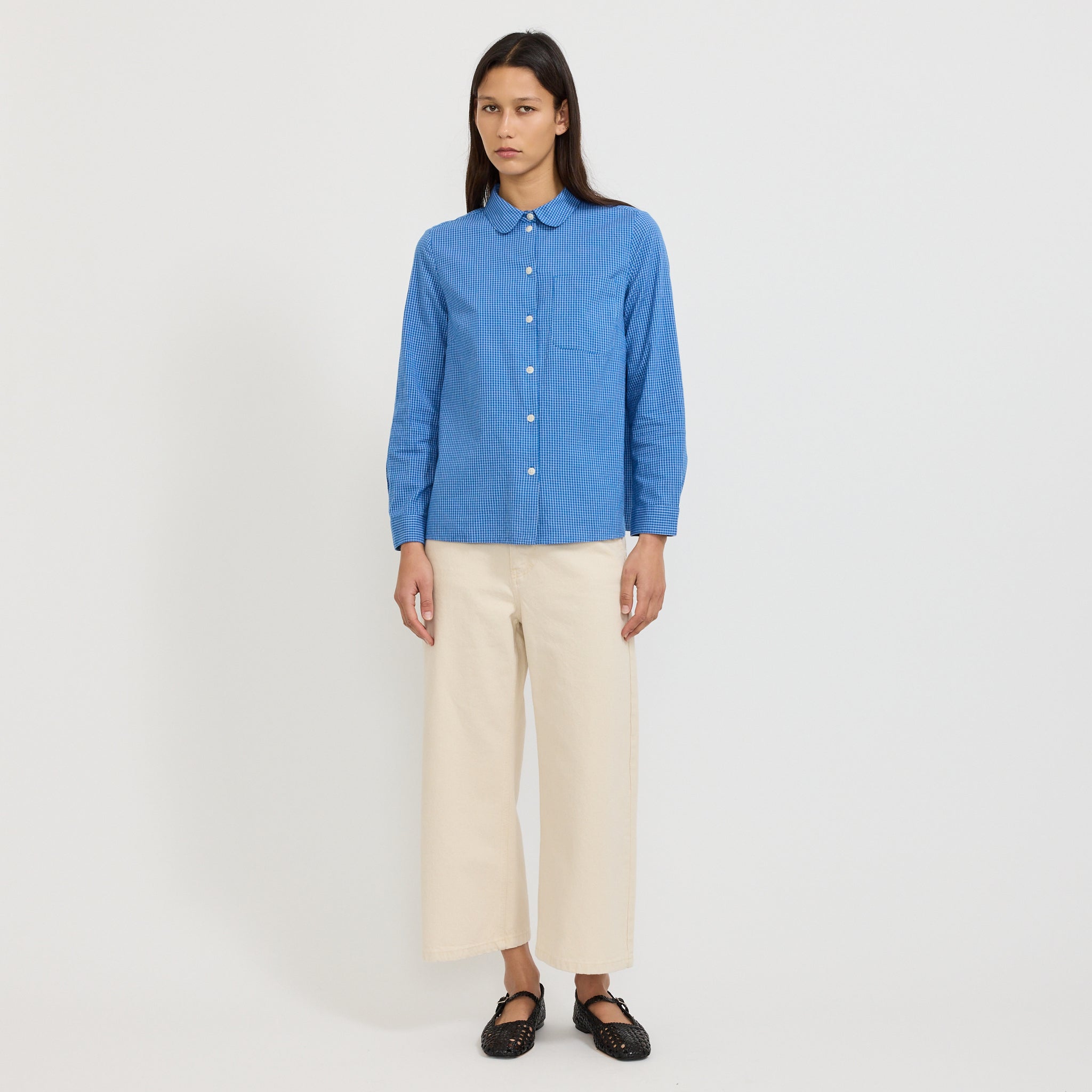 Ollie Check Shirt Mid Blue