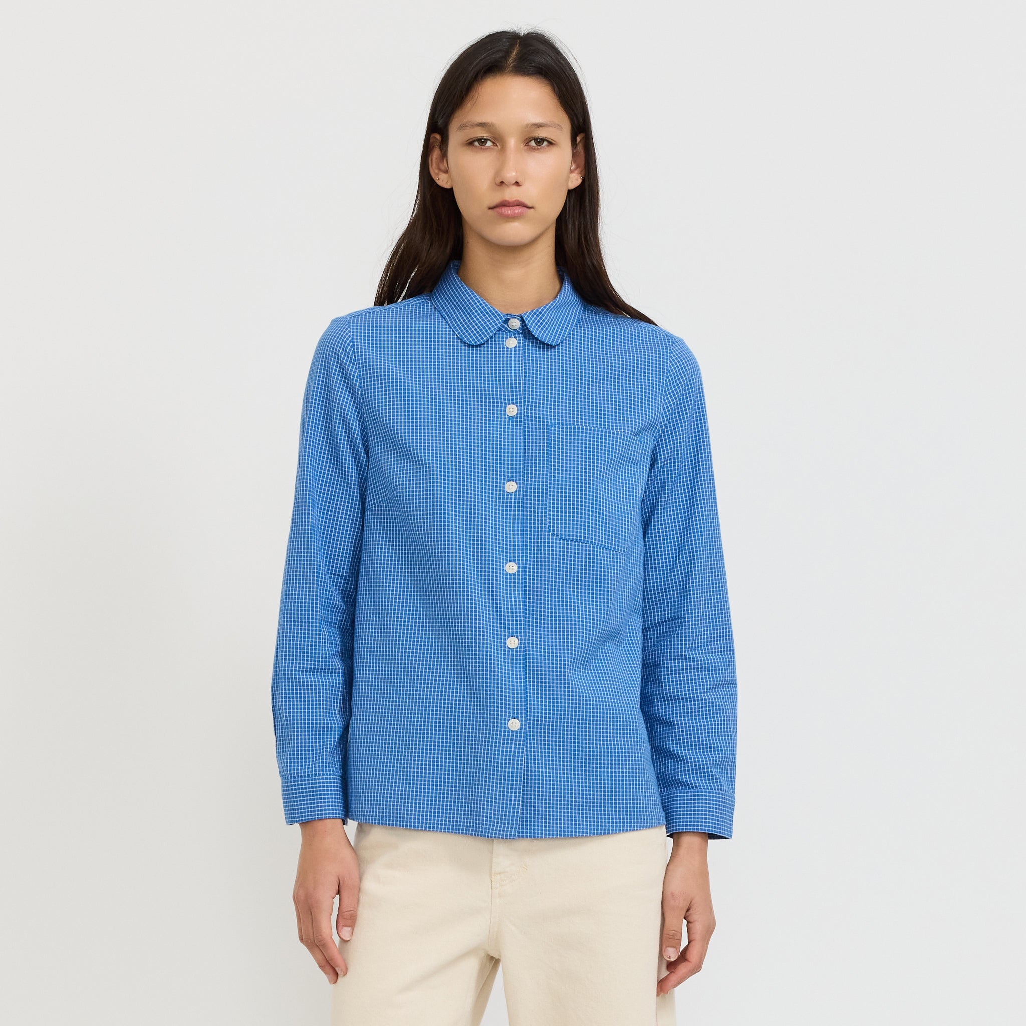 Ollie Check Shirt Mid Blue