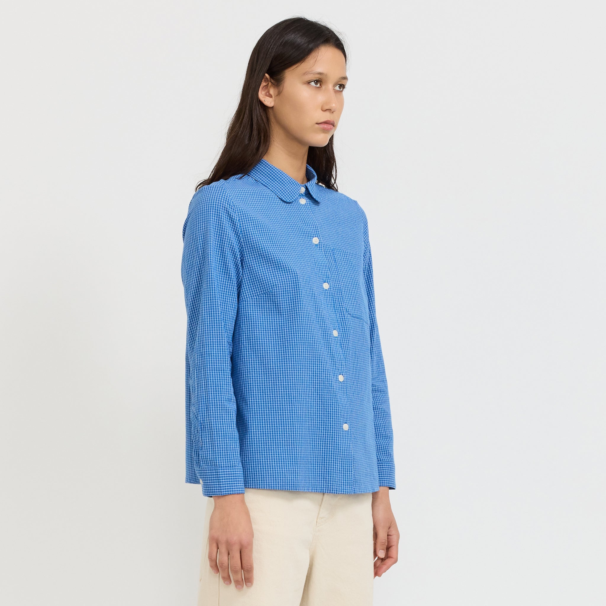Ollie Check Shirt Mid Blue
