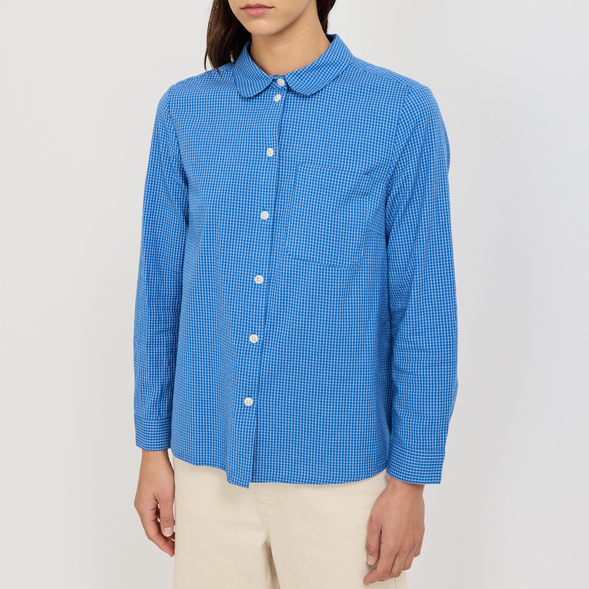 Ollie Check Shirt Mid Blue