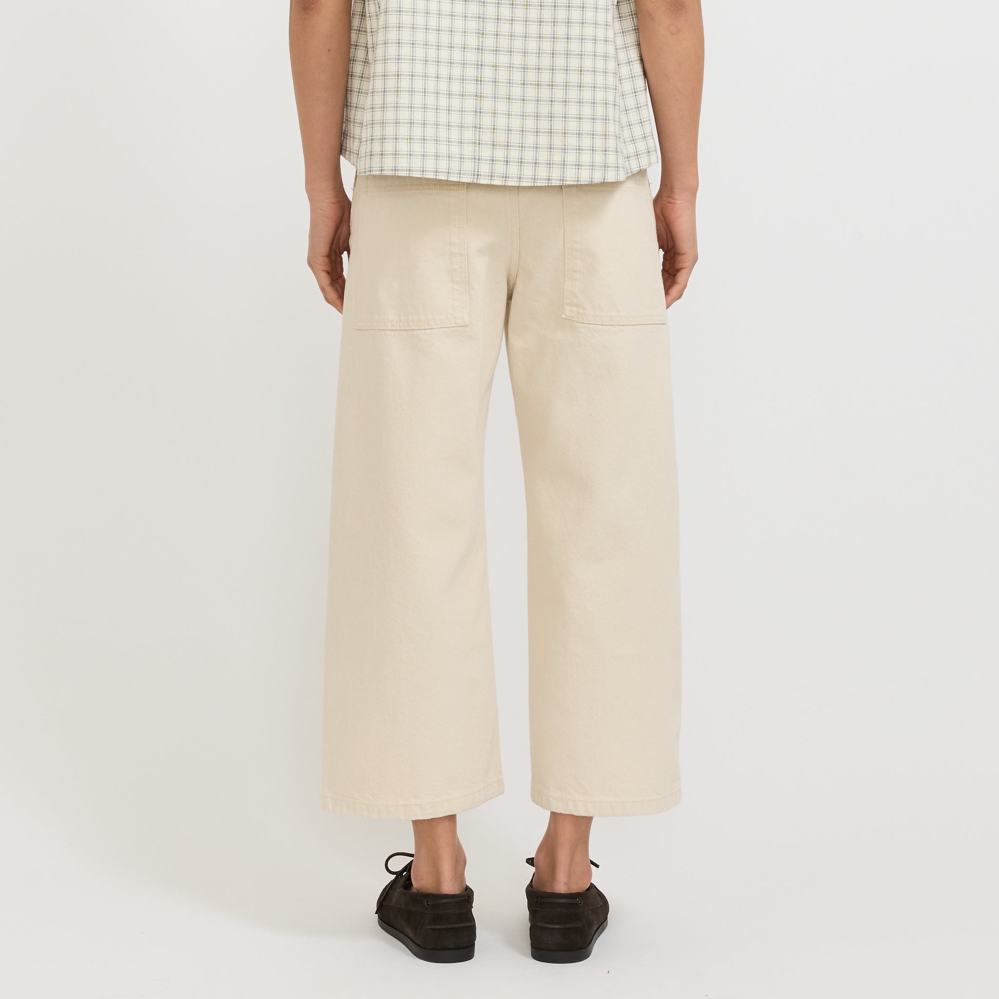 Relaxed Wide Leg Denim Trousers Ecru