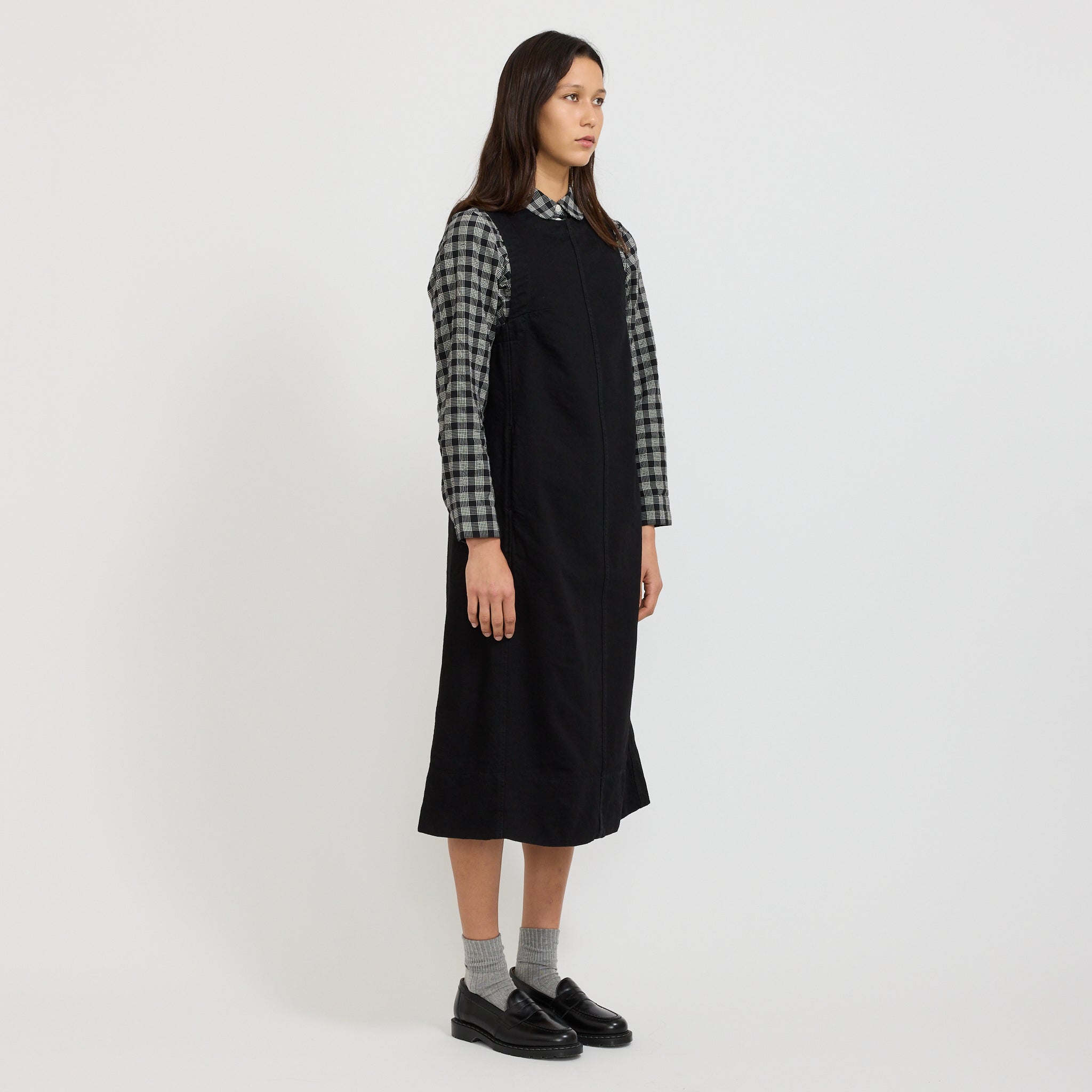 Washed Black Denim Workwear Dress Carbon Black