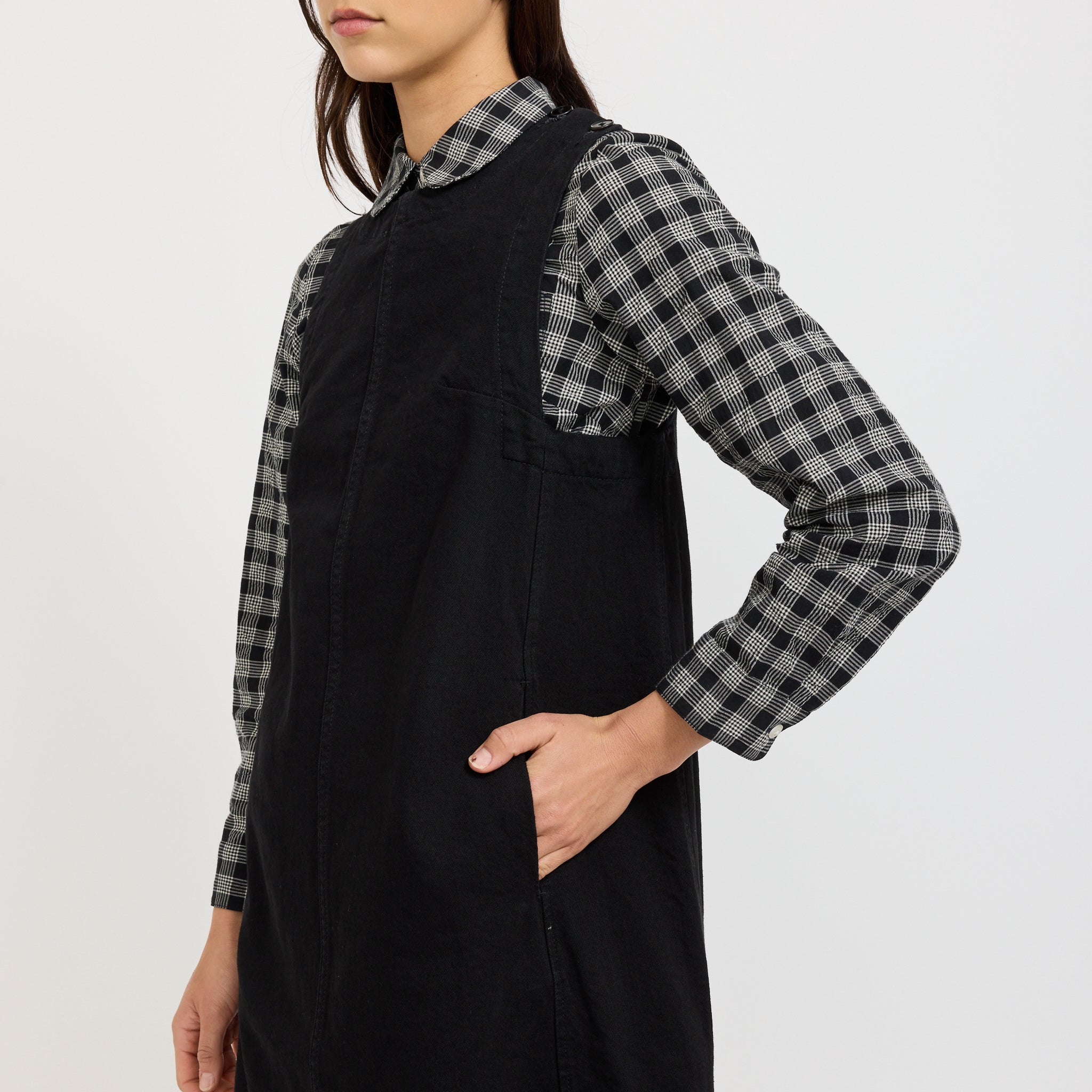 Washed Black Denim Workwear Dress Carbon Black