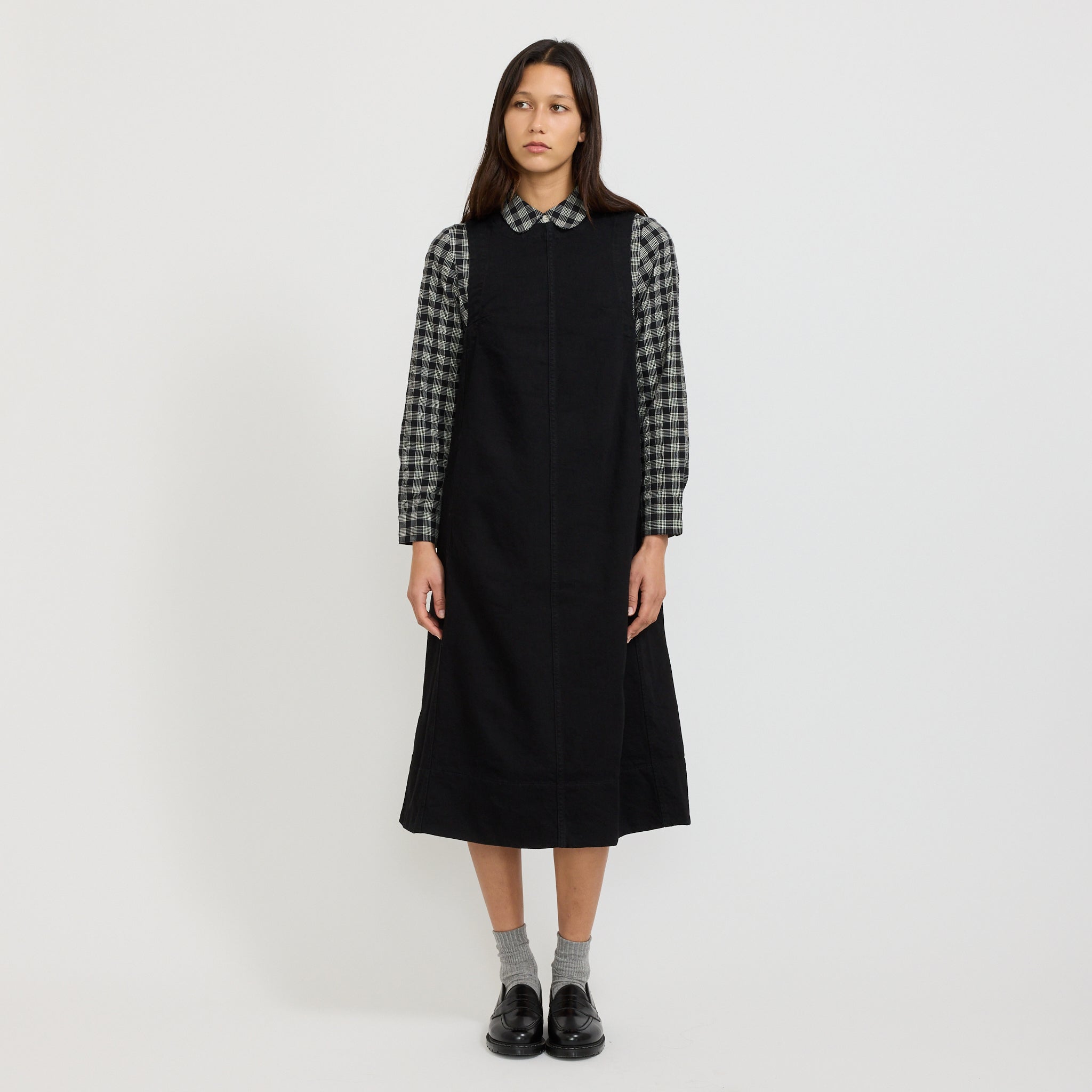 Washed Black Denim Workwear Dress Carbon Black