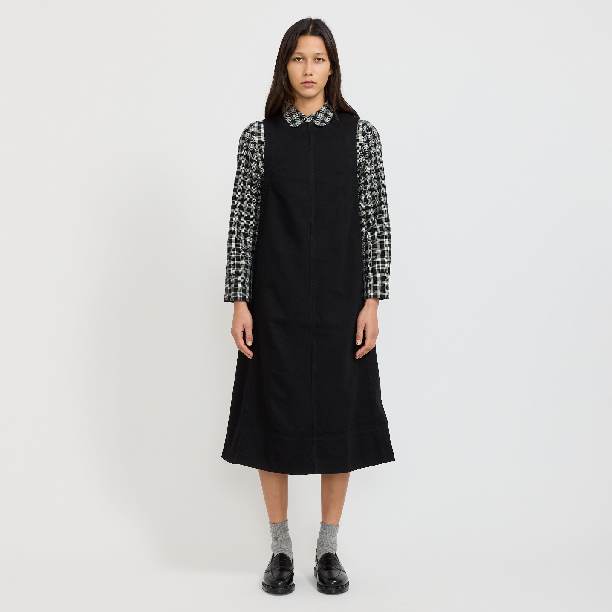 Washed Black Denim Workwear Dress Carbon Black