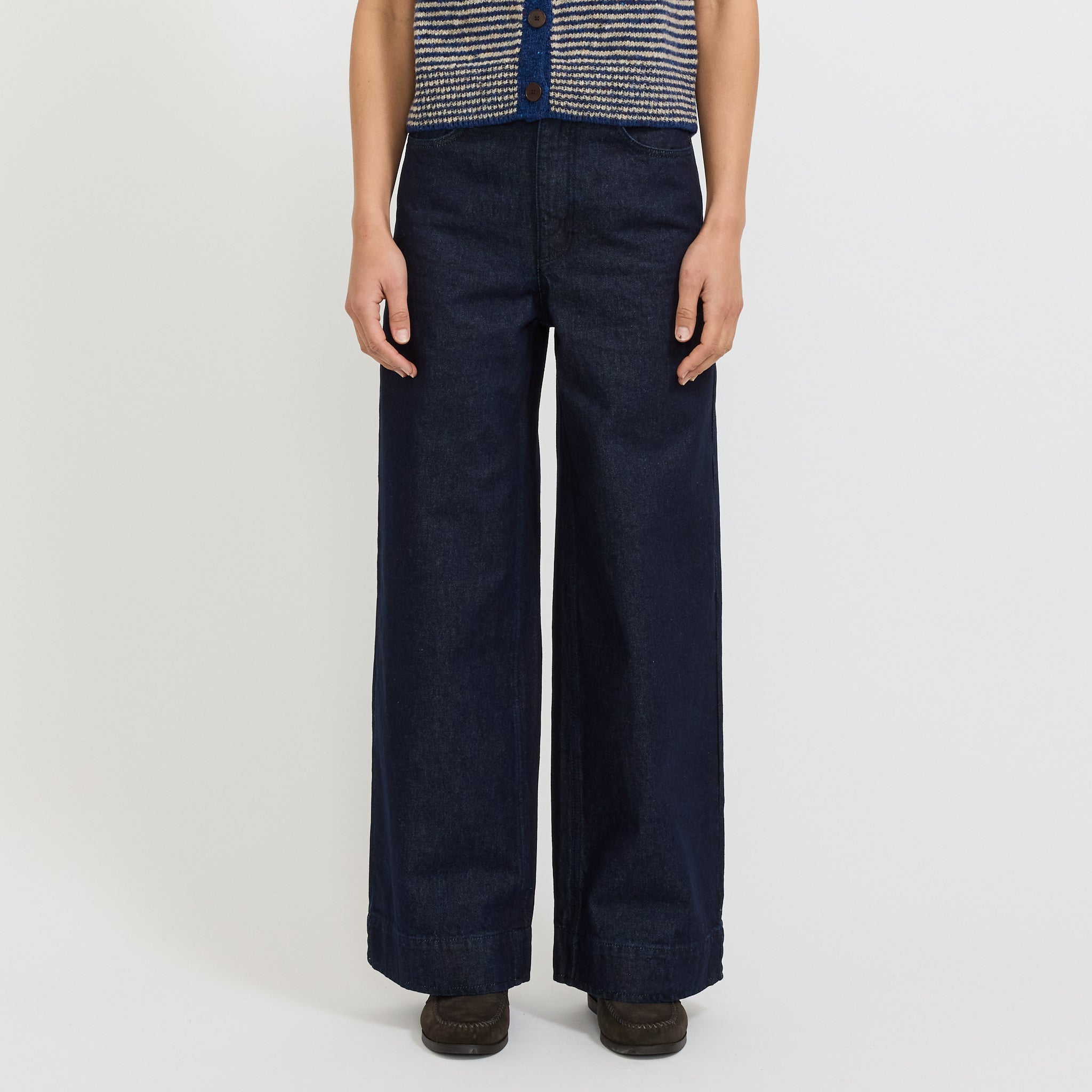 Wide Leg Denim Trousers Indigo