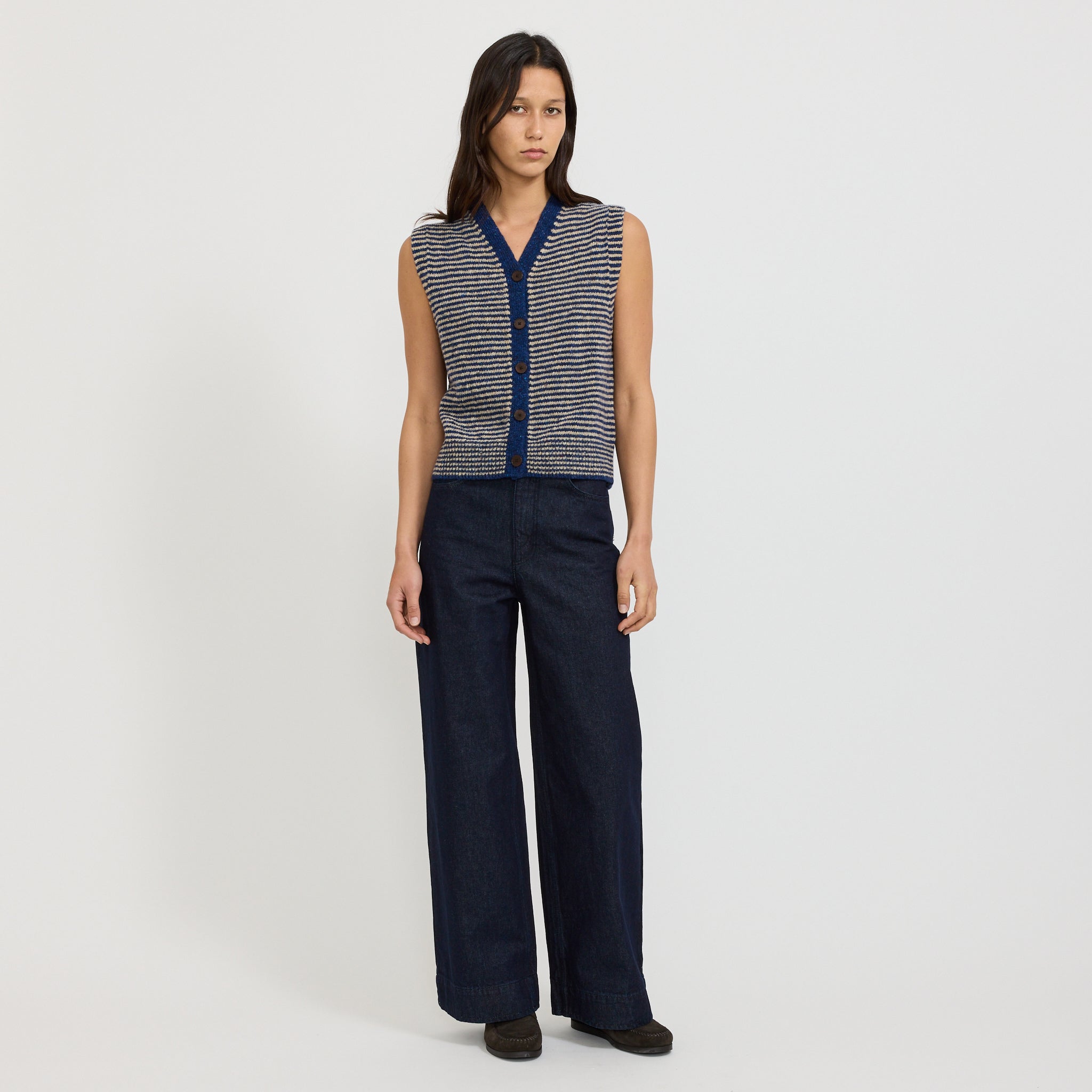 Wide Leg Denim Trousers Indigo