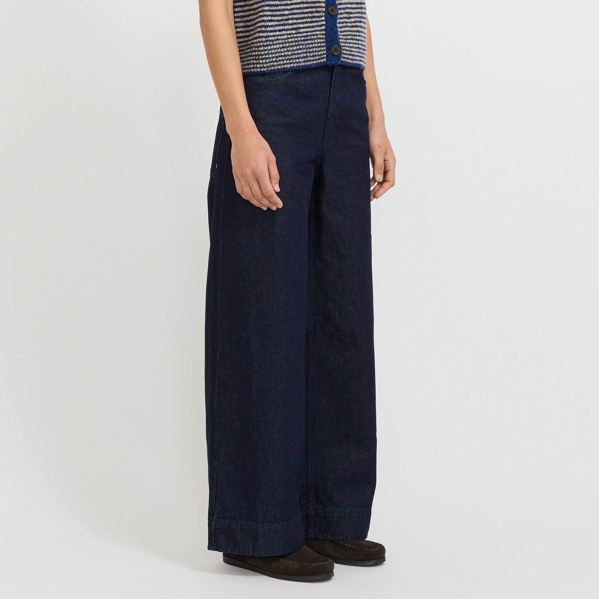 Wide Leg Denim Trousers Indigo