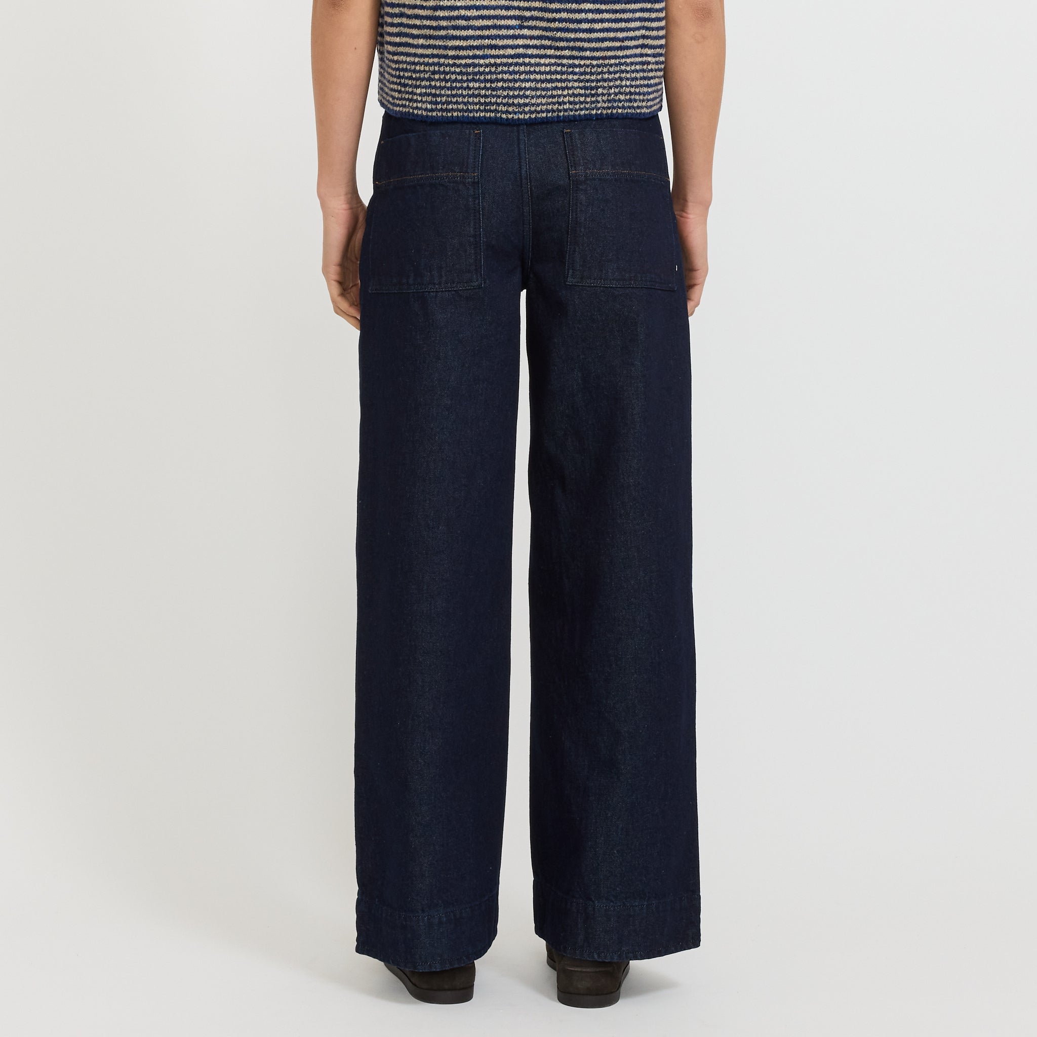 Wide Leg Denim Trousers Indigo